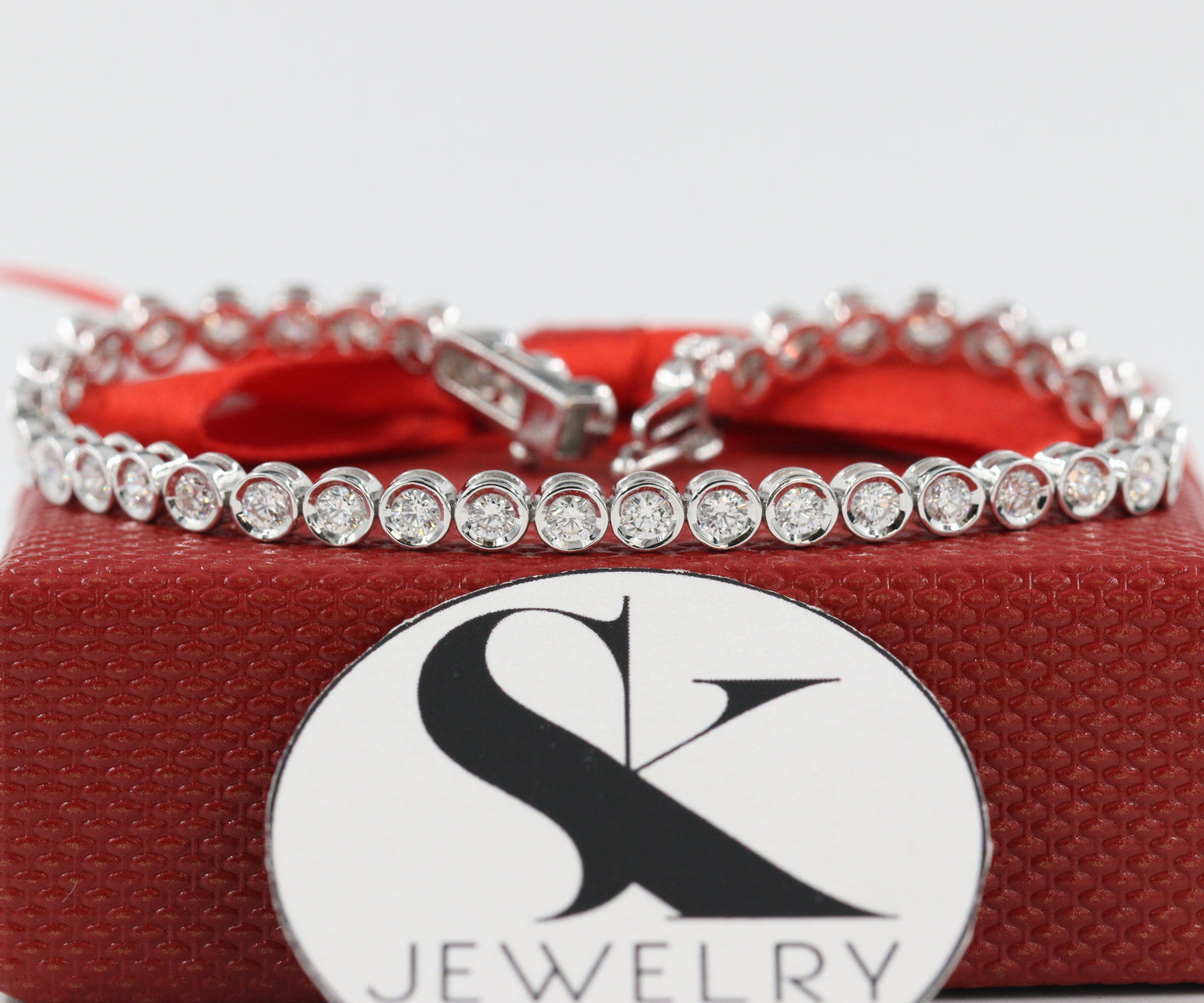 Round Natural Diamond Tennis Bracelet/2.6ct Diamond Bezel Tennis Bracelet/Diamond Tennis Bracelet/Anniversary Bracelet/Anniversary gift