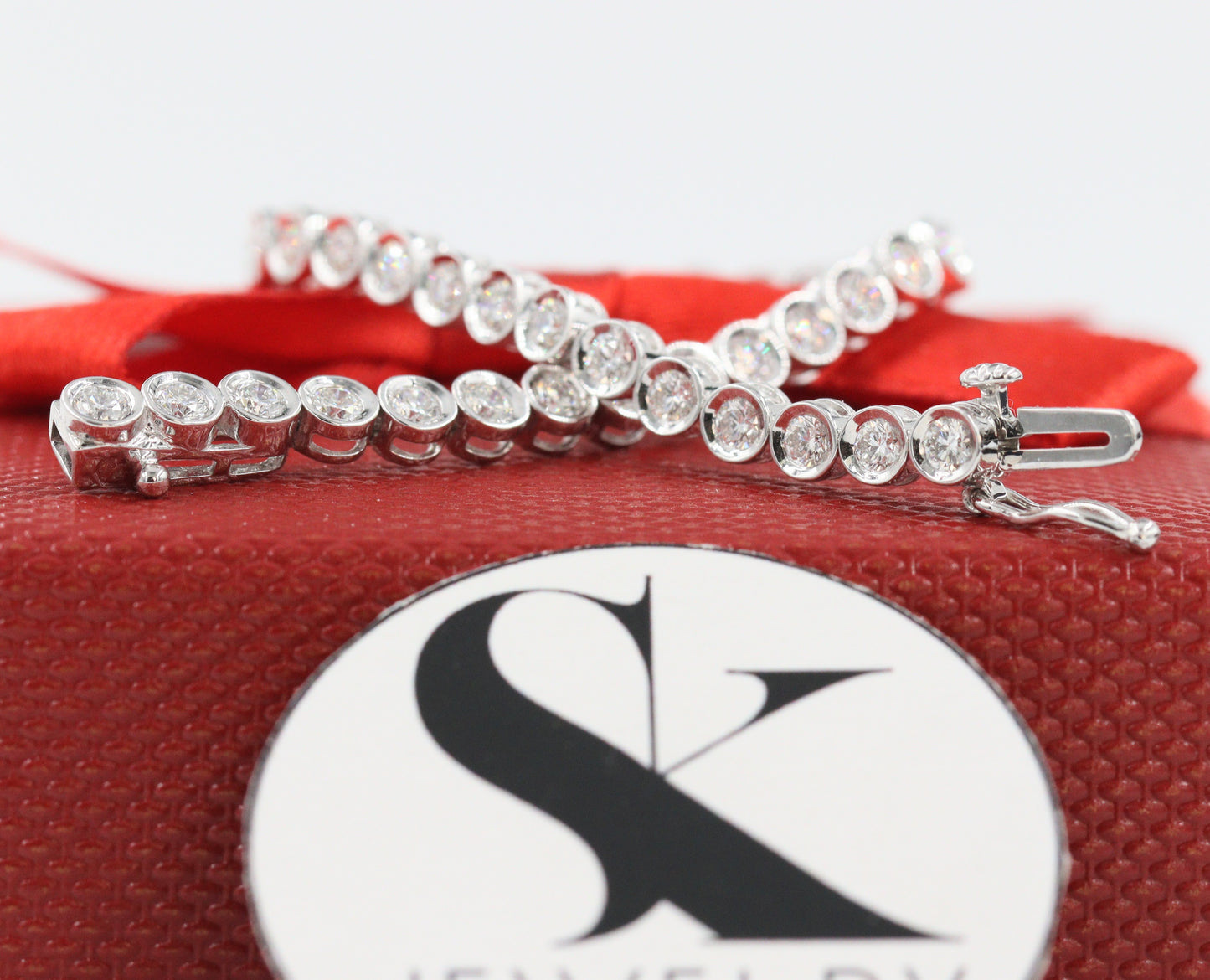 Round Natural Diamond Tennis Bracelet/2.6ct Diamond Bezel Tennis Bracelet/Diamond Tennis Bracelet/Anniversary Bracelet/Anniversary gift