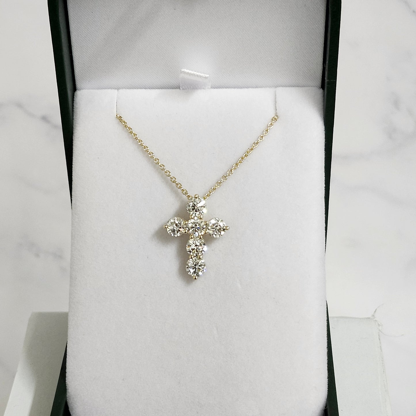 2.7ct Round Diamond  Cross Necklace /Luxury Cross Lab Grown Diamond Pendant /14K Gold Cross Necklace /Anniversary Gift