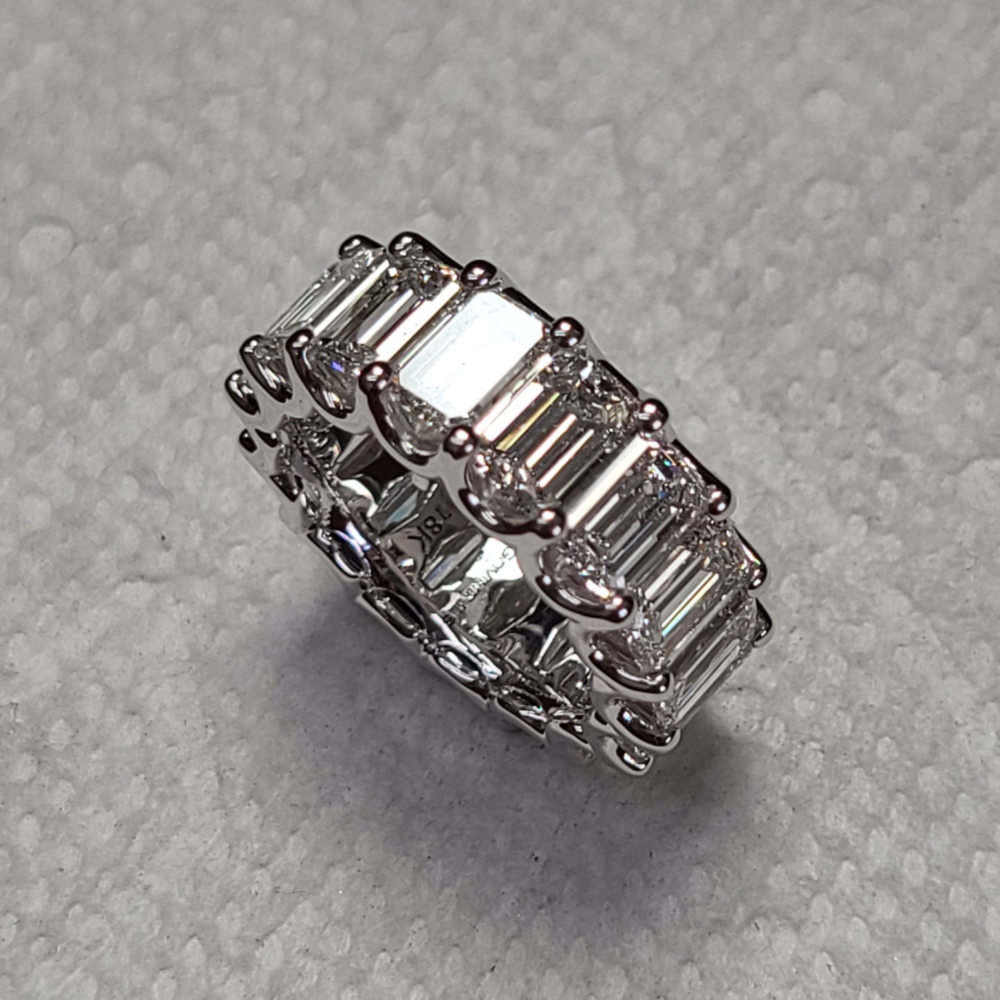 12ct Full Eternity luxury Emerald Cut Diamond Width 9mm Ring / Lab Grown Emerald Cut Diamond Wedding Ring / Anniversary gift