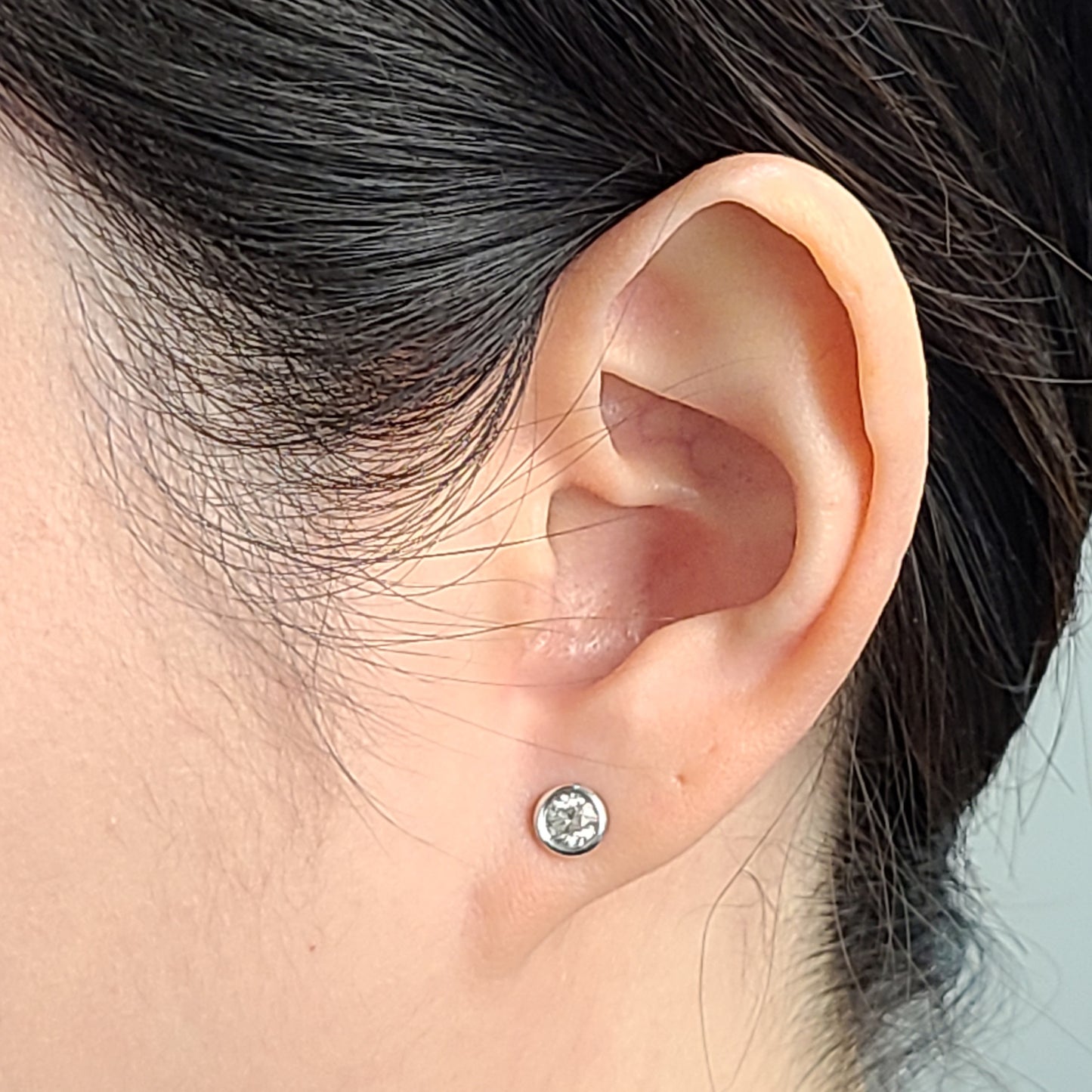 Diamond Bezel Set Stud Earrings/Diamond Earrings/Diamond Solitaire Earrings/Minimalist Diamond Stud/Bridesmaid Wedding Gift/Single or Pair
