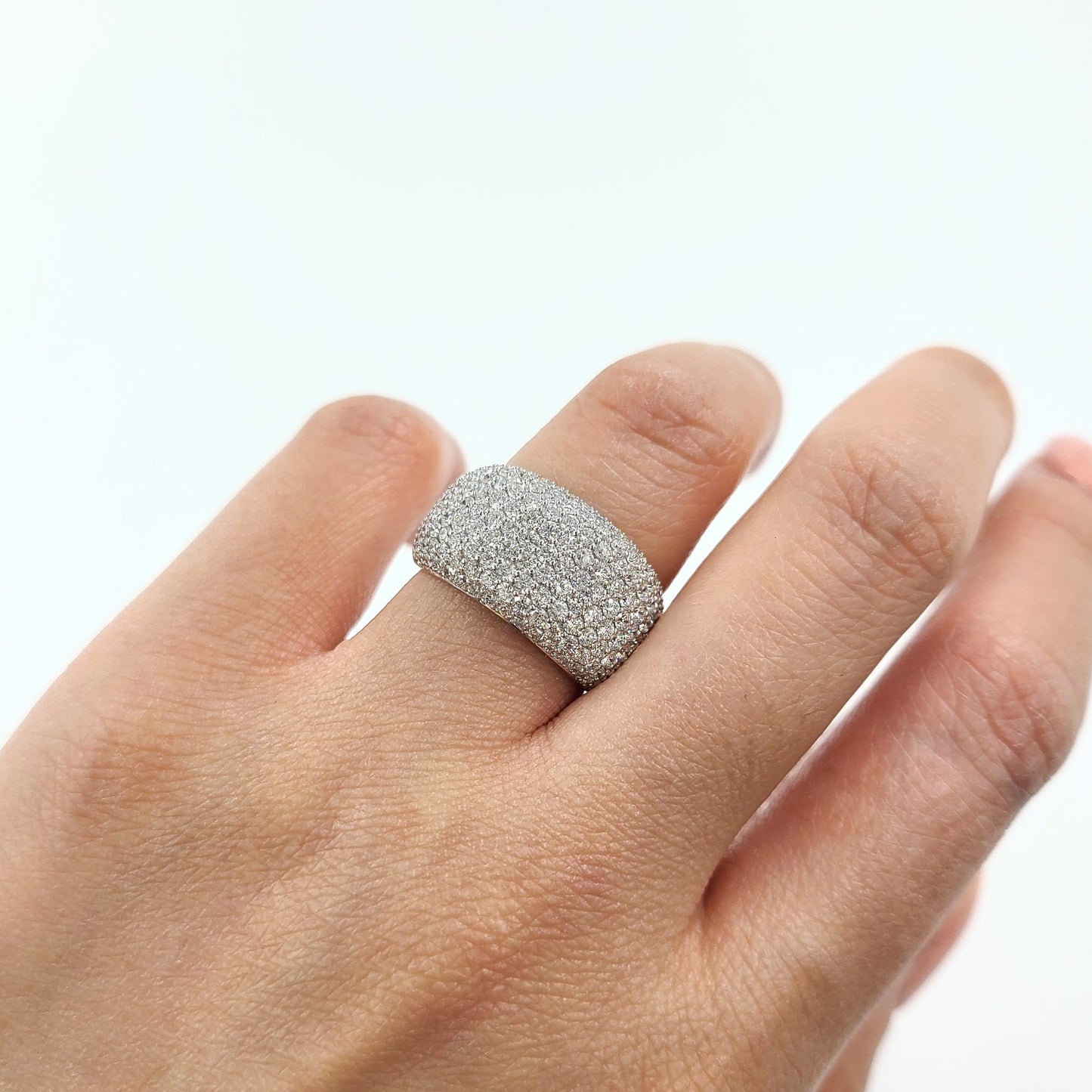 Lab Grown Diamond Nine Row Wide Dome Ring/Diamond Wide Dome Ring/Platinum,14K,18K Gold Diamond Ring/11mm Width Diamond Ring/Anniversary Gift