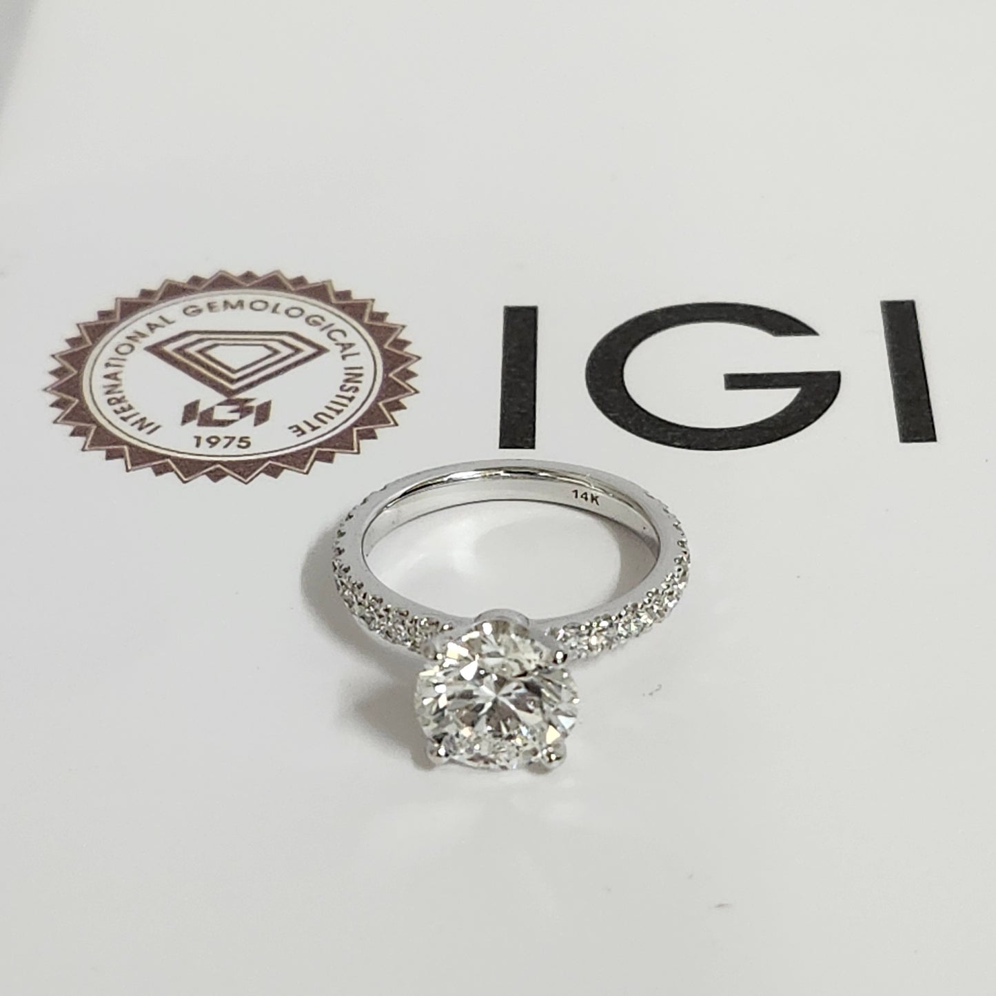 3ct IGI Certified Lab diamond Ring /14K gold,18K gold 3/4 Pave Round Lab Diamond Engagement Ring / Stackable diamond Ring / Anniversary gift