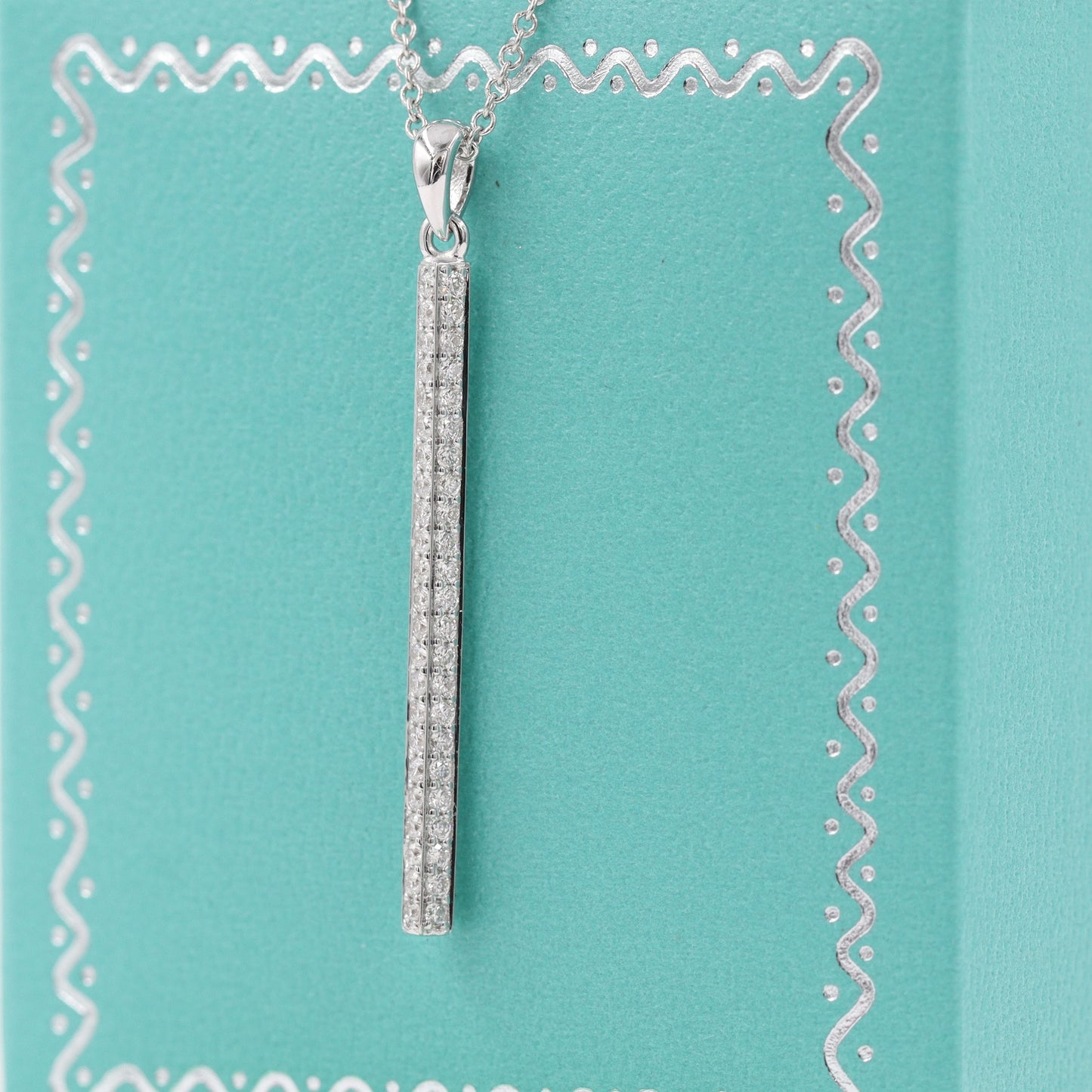 Natural Diamond Bar Pendent /14K gold Simple Classic Diamond Bar Necklace /Tow Sides Natural Diamond Bar Pendent / Anniversary Gift