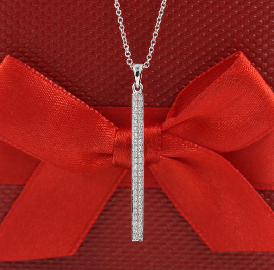 Natural Diamond Bar Pendent /14K gold Simple Classic Diamond Bar Necklace /Tow Sides Natural Diamond  Bar Pendent / Anniversary Gift