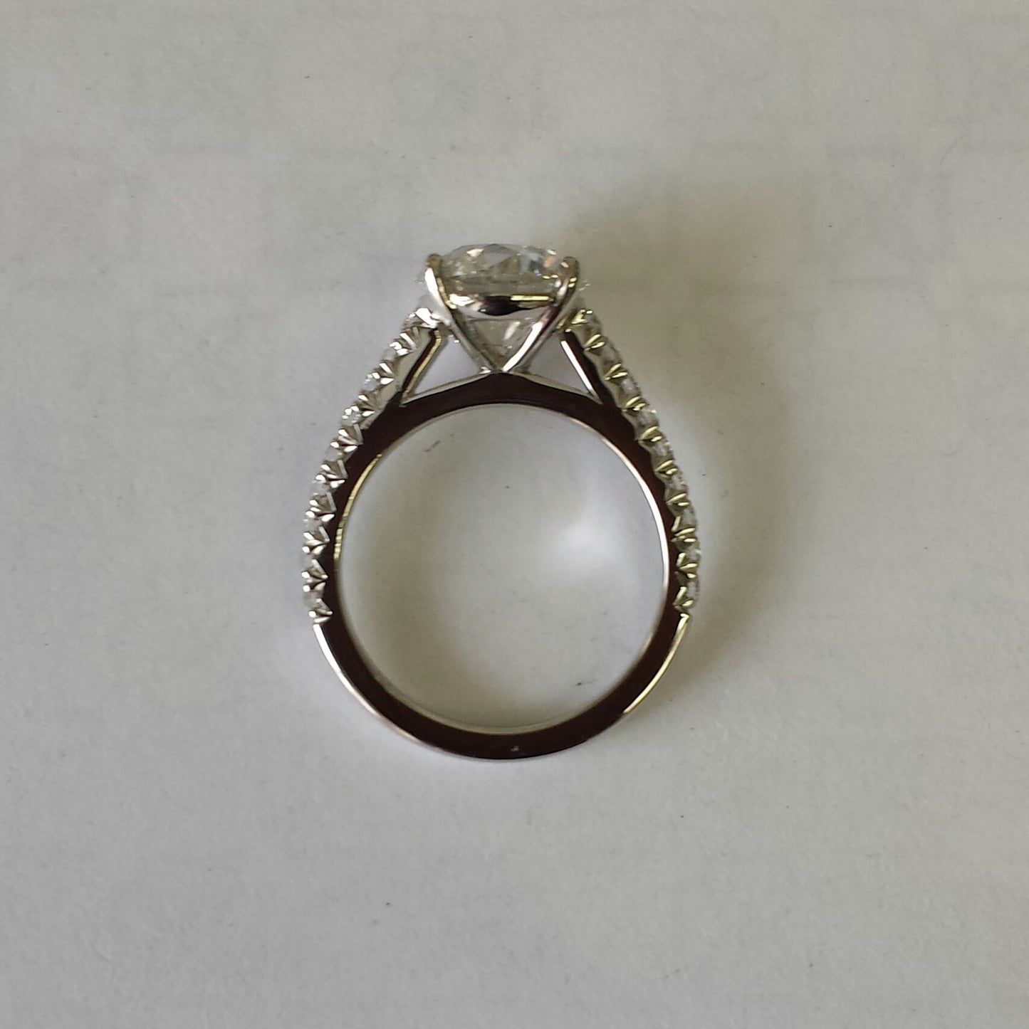 Half French Pave 2ct Round Engagement Ring /Platinum,14K,18K gold IGI 2ct Center Lab diamond Amazing Brilliant Ring /Anniversary gift