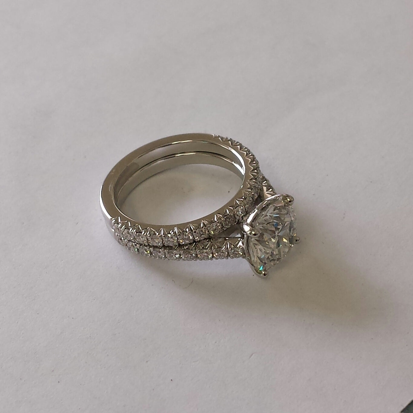 Half French Pave 2ct Round Engagement Ring /Platinum,14K,18K gold IGI 2ct Center Lab diamond Amazing Brilliant Ring /Anniversary gift