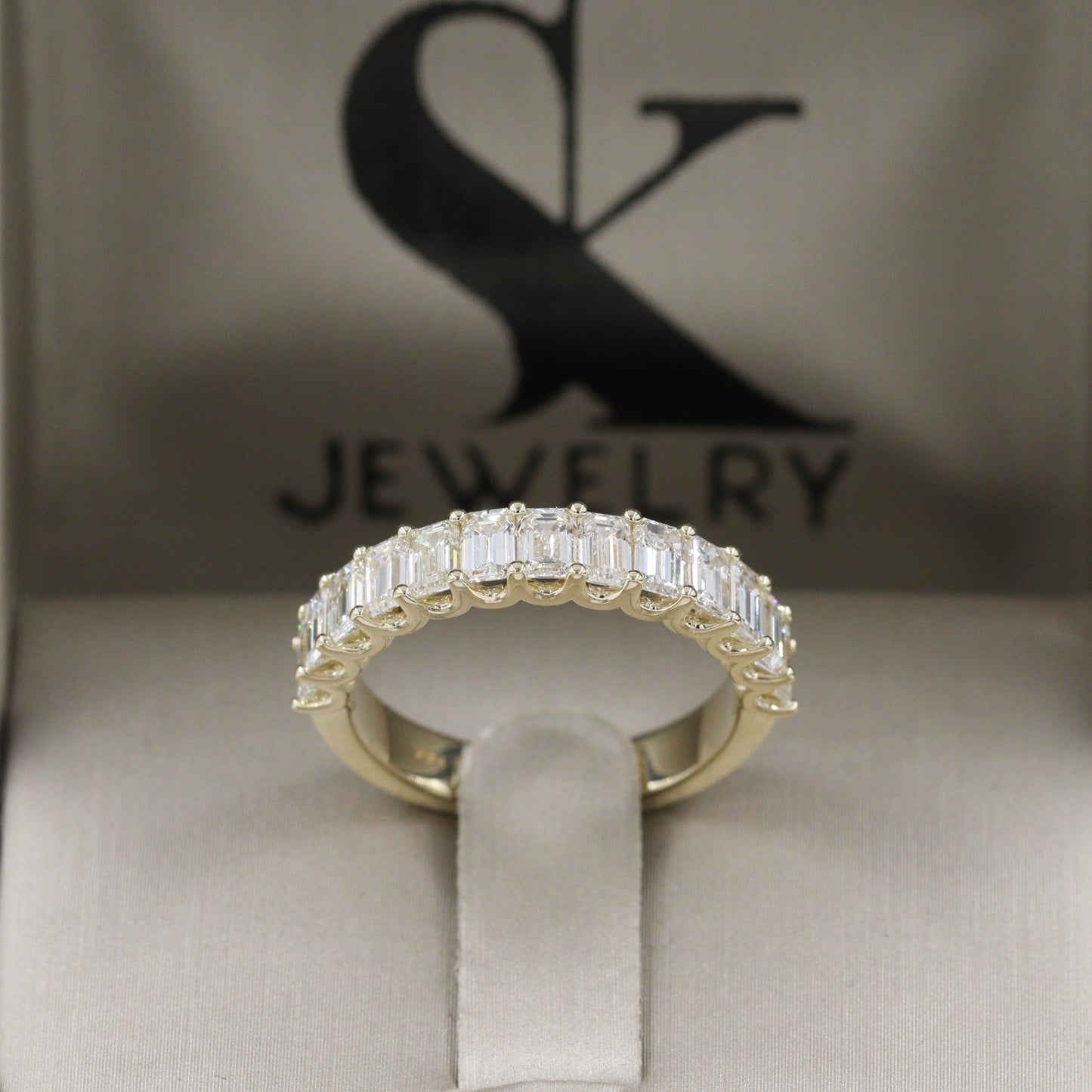 2ct Emerald Cut 13 Diamonds Wedding Band/ Natural Diamond Emerald Cut Ring/ Half Eternity Ring/ Emerald Cut Diamond Band Active Restock