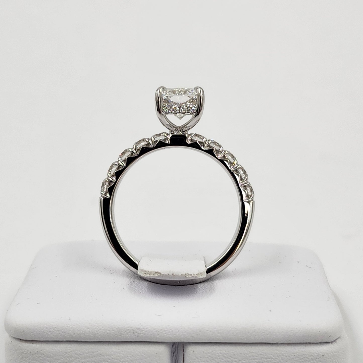 2ct IGI Certified Radiant Cut Lab diamond Ring/14K ,18K gold French Pave Diamond Engagement Ring/Stackable diamond  Ring/Anniversary gift