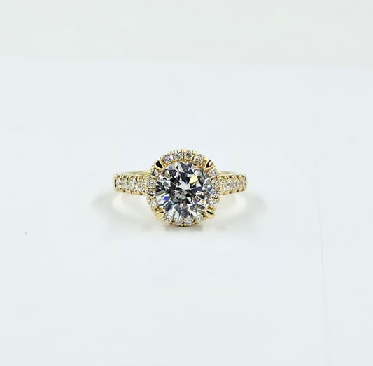 2ct Lab Diamond Halo Engagement Ring: 14K Gold Diamond Ring- Anniversary gift