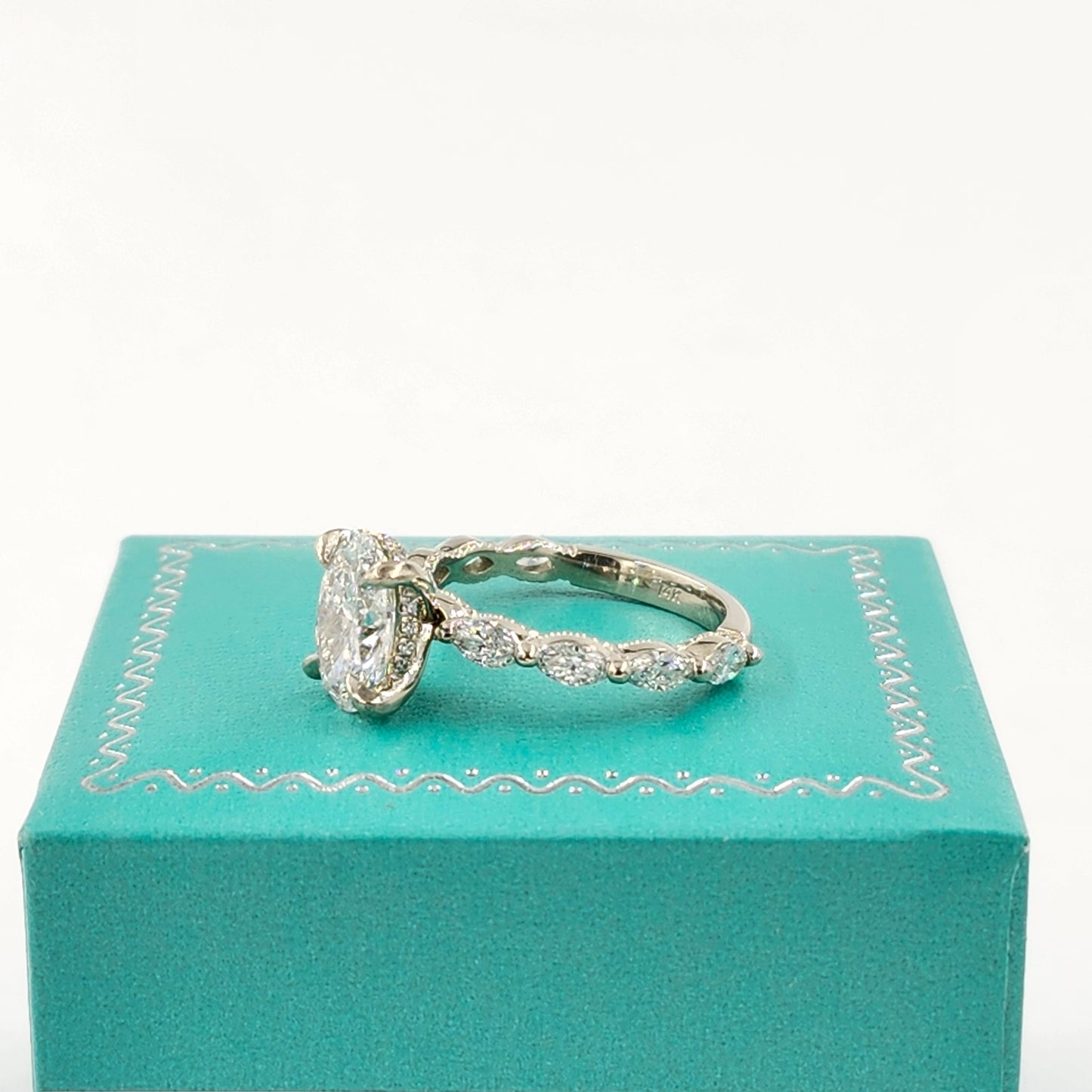 2ct Oval Lab Diamond Engagement Ring/14K,18K gold IGI Certified 2ct Center total 2.7ct Lab Diamond Stackable Marquise Ring/Anniversary ring