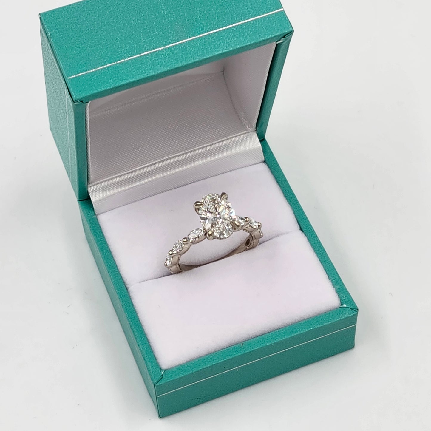 2ct Oval Lab Diamond Engagement Ring/14K,18K gold IGI Certified 2ct Center total 2.7ct Lab Diamond Stackable Marquise Ring/Anniversary ring