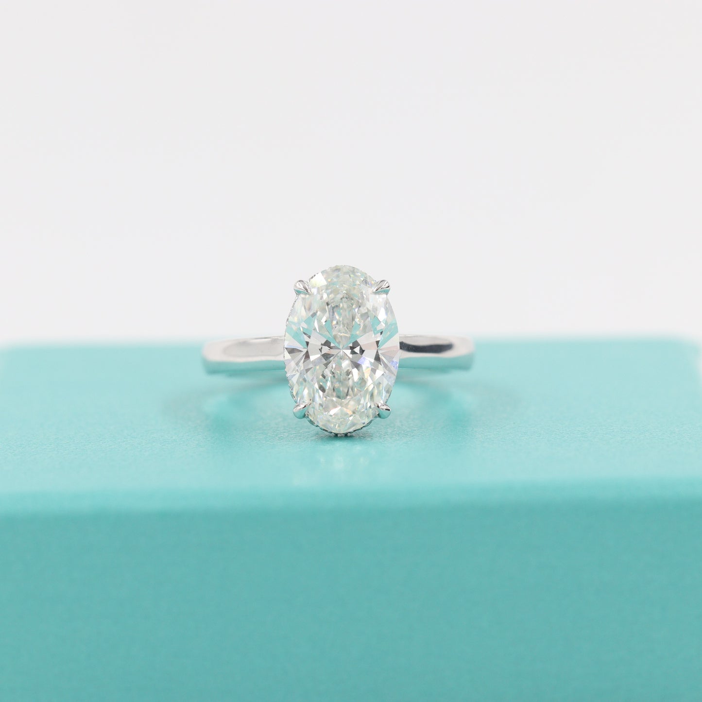 Oval Diamond Engagement Ring / Hidden Halo Band 3.1 Carat F/VS1 IGI Certified Amazing Brilliant Solitaire Ring/Anniversary gift