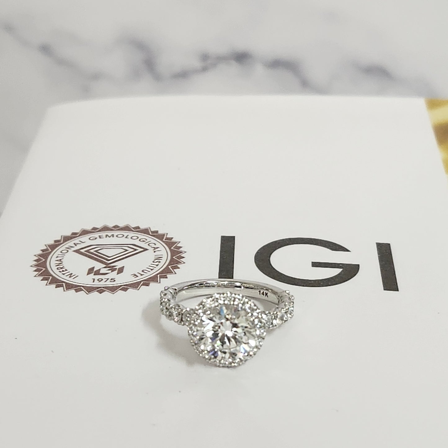 Diamond Engagement Ring/14K ,18K gold 2ct Center Lab Diamond Halo Ring/Classic Halo Round Cut Bridal Ring/ Propose Ring/Anniversary gift