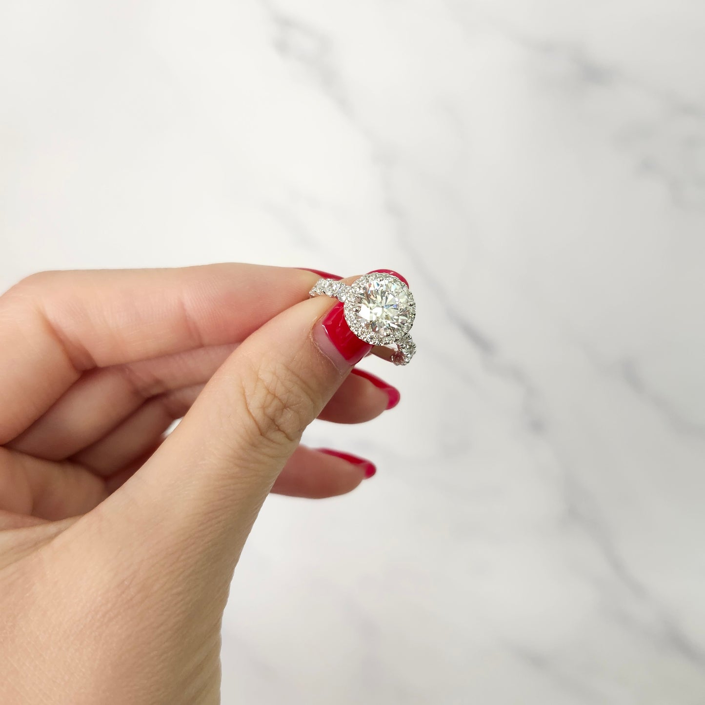 Diamond Engagement Ring/14K ,18K gold 2ct Center Lab Diamond Halo Ring/Classic Halo Round Cut Bridal Ring/ Propose Ring/Anniversary gift