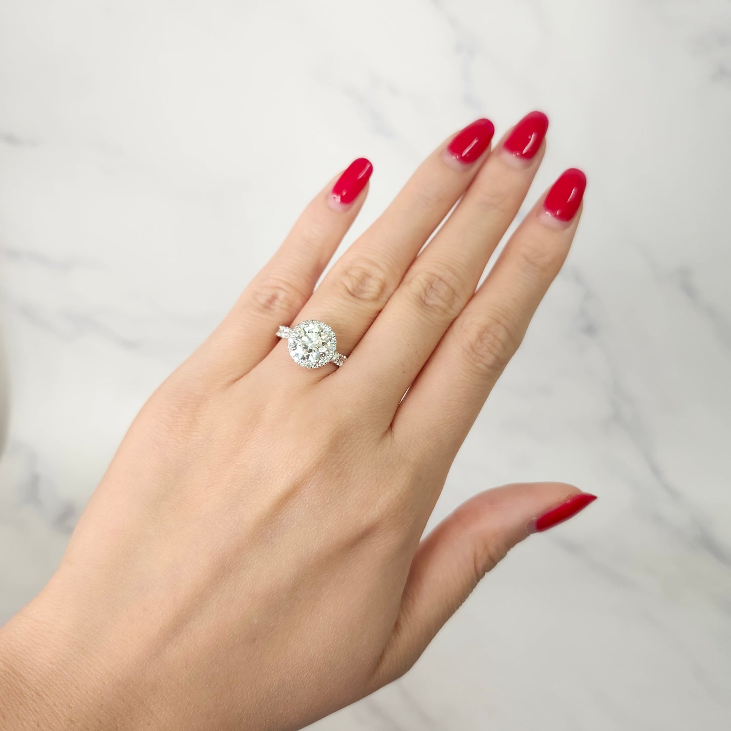 Diamond Engagement Ring/14K ,18K gold 2ct Center Lab Diamond Halo Ring/Classic Halo Round Cut Bridal Ring/ Propose Ring/Anniversary gift