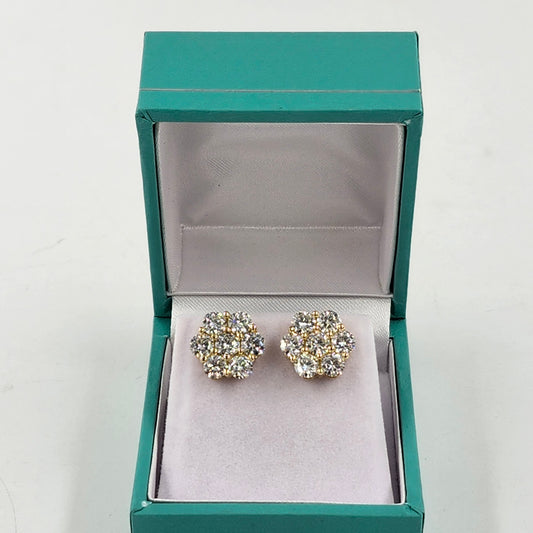 3.5ct Lab Diamond Stud Earrings / Lab Diamond flower Stud Earring / Big Flower Stud Earrings / Anniversary gift