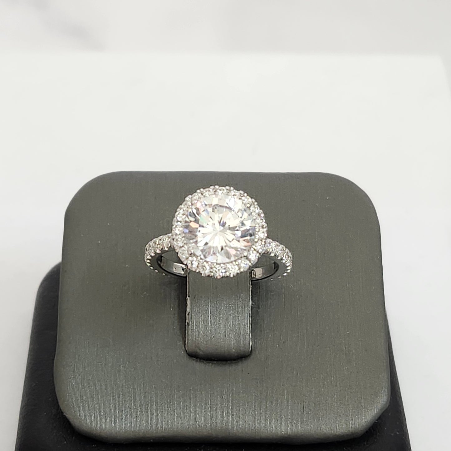 Diamond Engagement Ring/14K ,18K gold 3ct Center Lab Diamond Halo Ring/Classic Halo Round Cut Bridal Ring/ Propose Ring/Anniversary gift