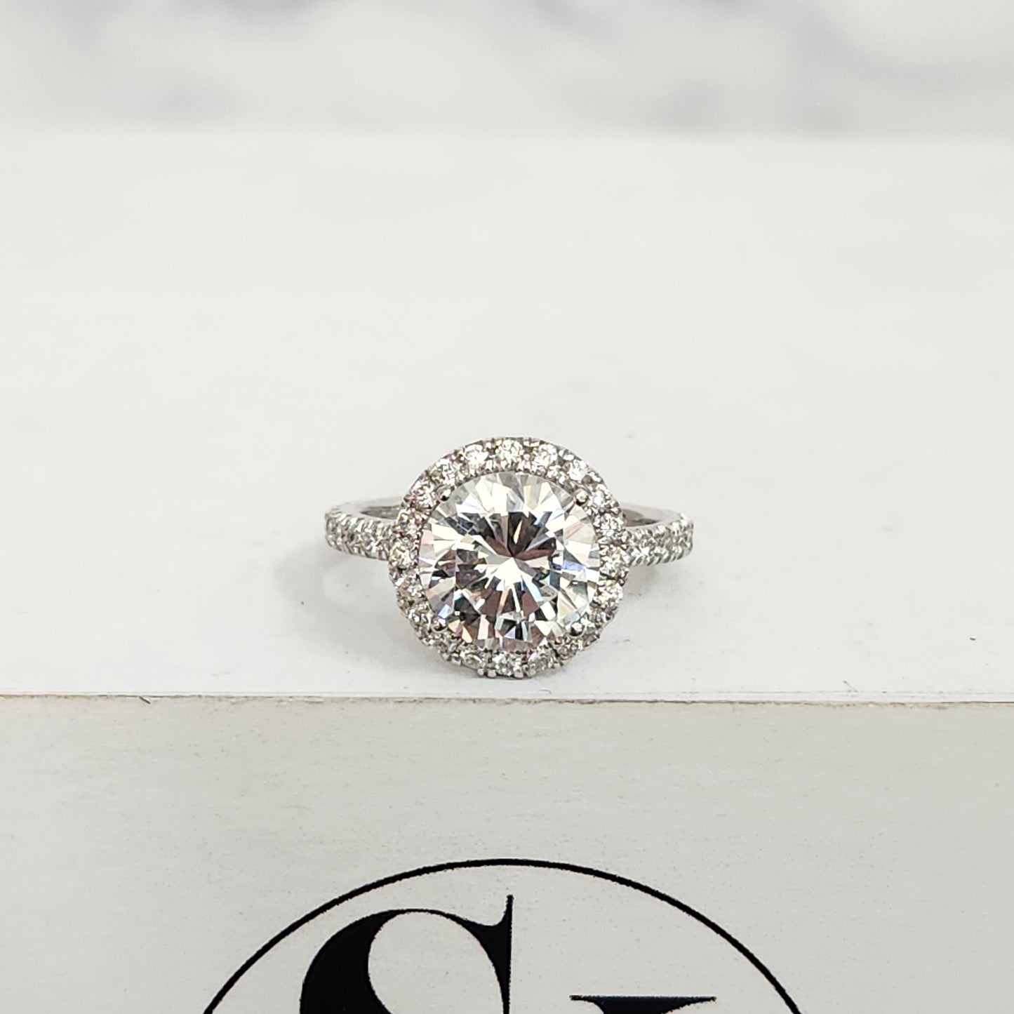 Diamond Engagement Ring/14K ,18K gold 3ct Center Lab Diamond Halo Ring/Classic Halo Round Cut Bridal Ring/ Propose Ring/Anniversary gift