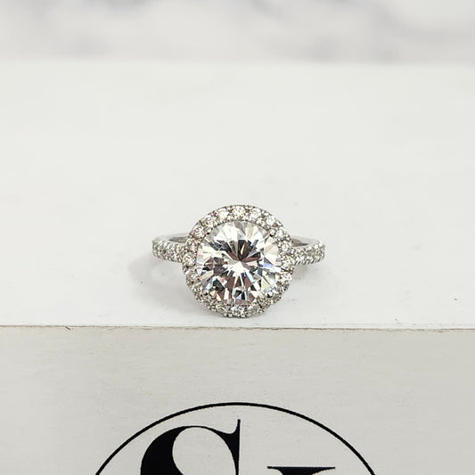 Diamond Engagement Ring/14K ,18K gold 3ct Center Lab Diamond Halo Ring/Classic Halo Round Cut Bridal Ring/ Propose Ring/Anniversary gift