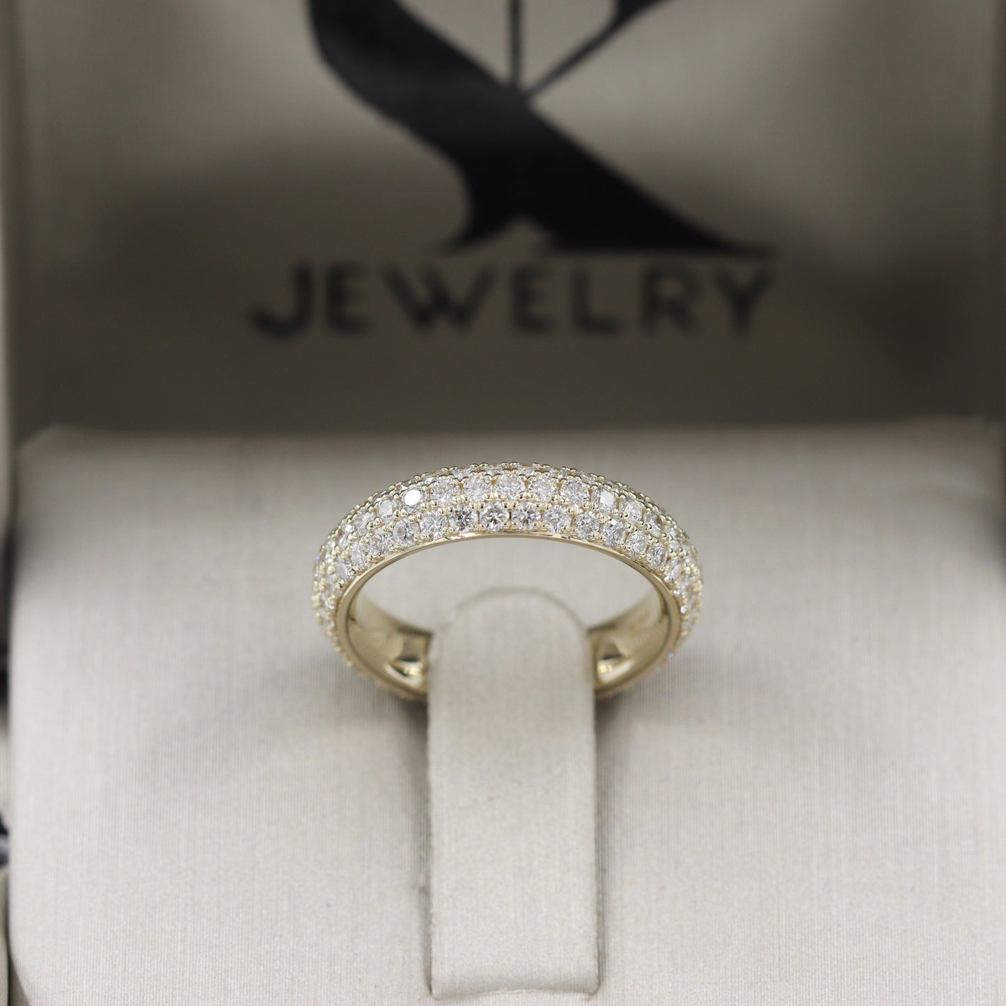 3 Row Natural Diamond Eternity Band/Width 4mm Wedding Band/Diamond Eternity Ring/Stackable Band/Triple Row diamond Ring/Anniversary Gift