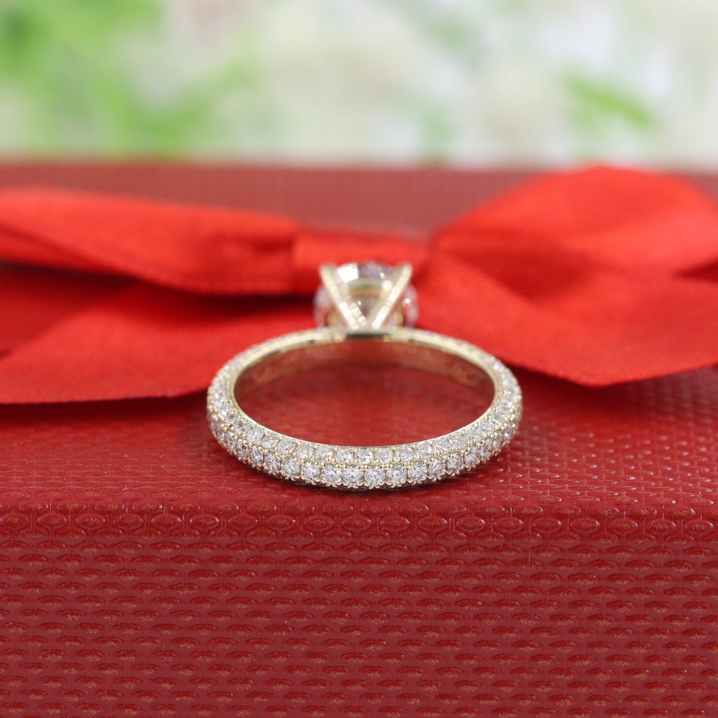 1ct Round  Lab Diamond  Engagement Ring/3 Row Full Eternity 3.0mm Width IGI Certified 1ct Center Diamond Stackable Ring/Lab diamond ring/Anniversary ring