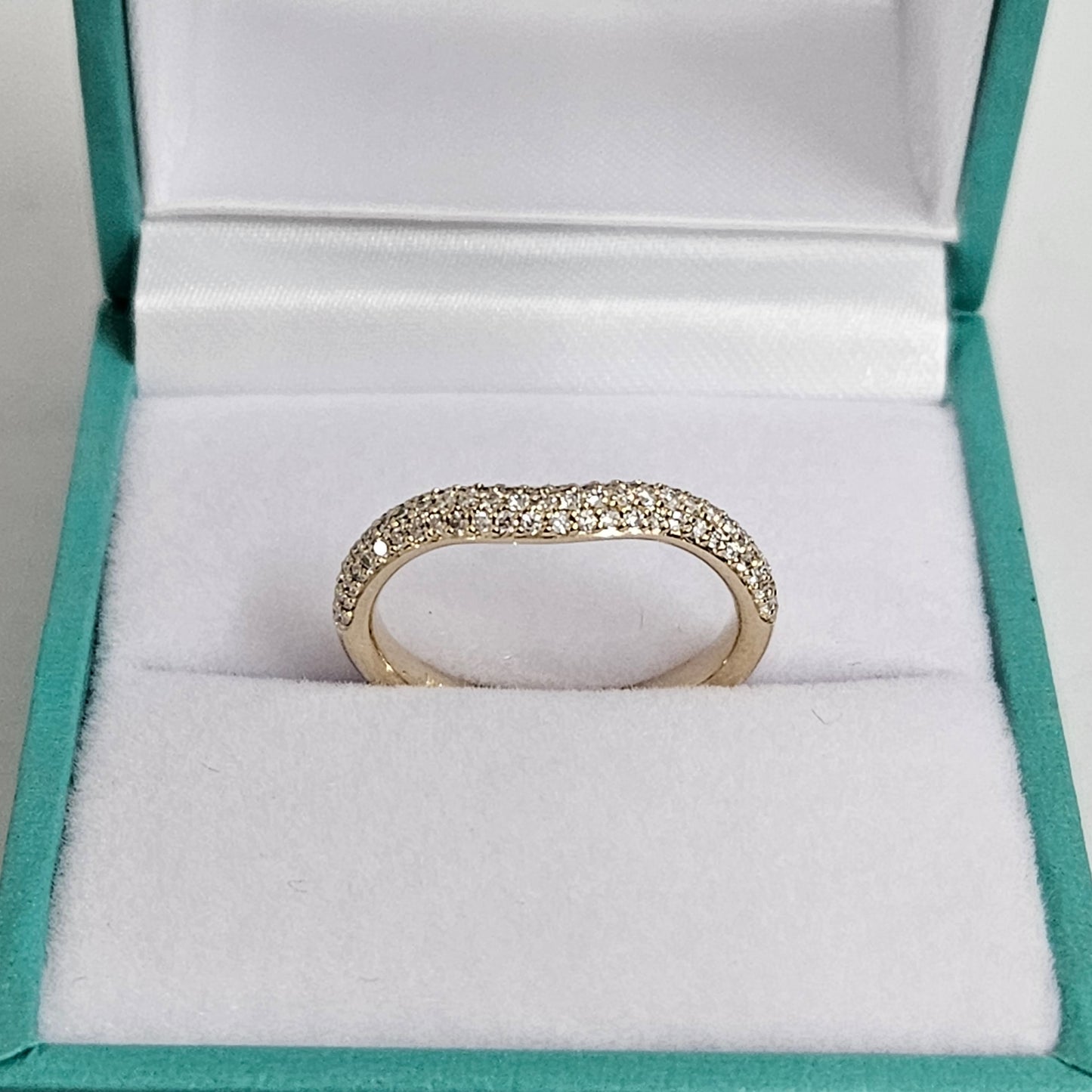 3 Row Half Diamond Curved Wedding Band/Triple Row Diamond Band/Stackable Triple Row Diamond Curved Band/Anniversary Ring/Matching Band
