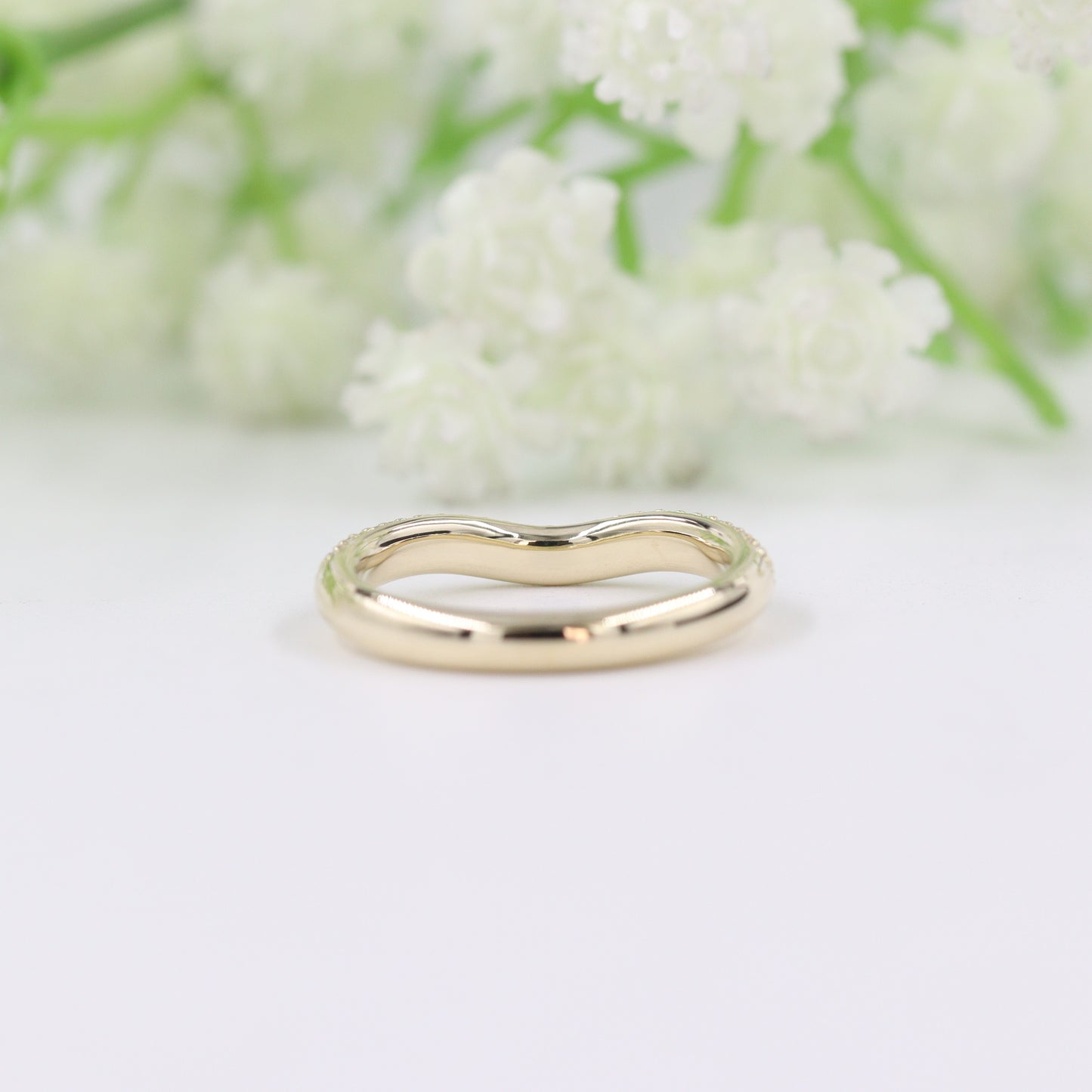 3 Row Half Diamond Curved Wedding Band/Triple Row Diamond Band/Stackable Triple Row Diamond Curved Band/Anniversary Ring/Matching Band