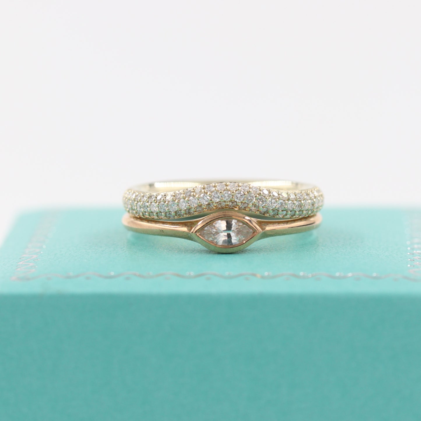 3 Row Half Diamond Curved Wedding Band/Triple Row Diamond Band/Stackable Triple Row Diamond Curved Band/Anniversary Ring/Matching Band