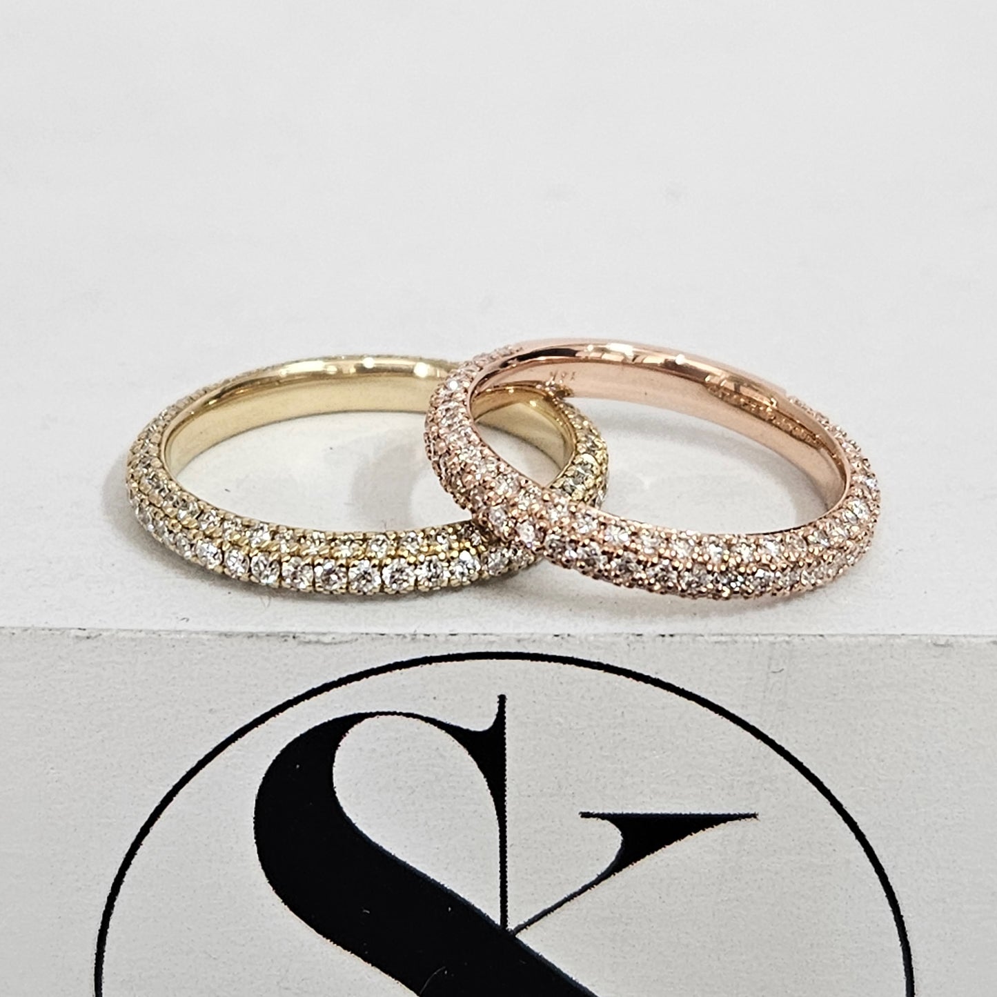 3Row Width 3.0mm 3/4 Eternity Diamond Wedding Band/Stackable Diamond wedding Band/ Micro Pave Eternity Band/ Natural Diamond Ring
