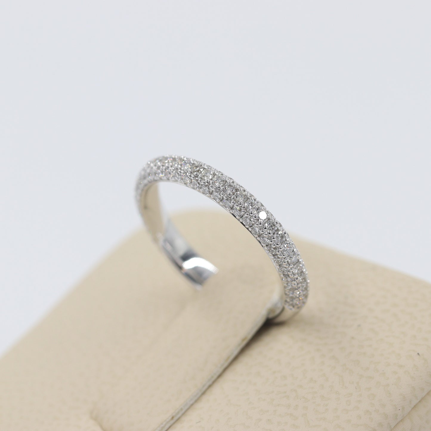 3 Row Width 3.0mm 3/4 Eternity Natural Diamond Wedding Band / Platinum,14K ,18K gold Stackable Triple Row Diamond Band / Anniversary Gift
