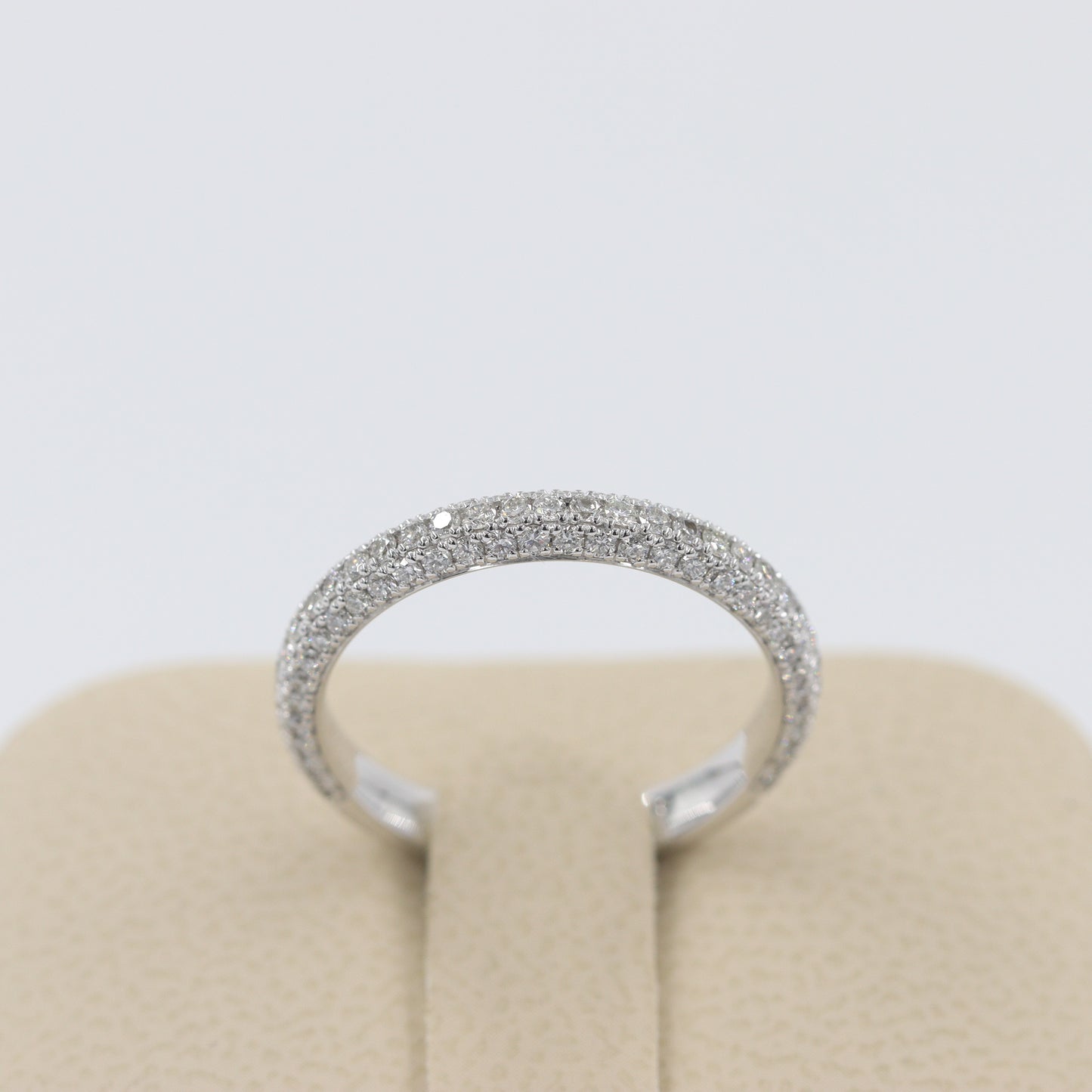 3 Row Width 3.0mm 3/4 Eternity Natural Diamond Wedding Band / Platinum,14K ,18K gold Stackable Triple Row Diamond Band / Anniversary Gift