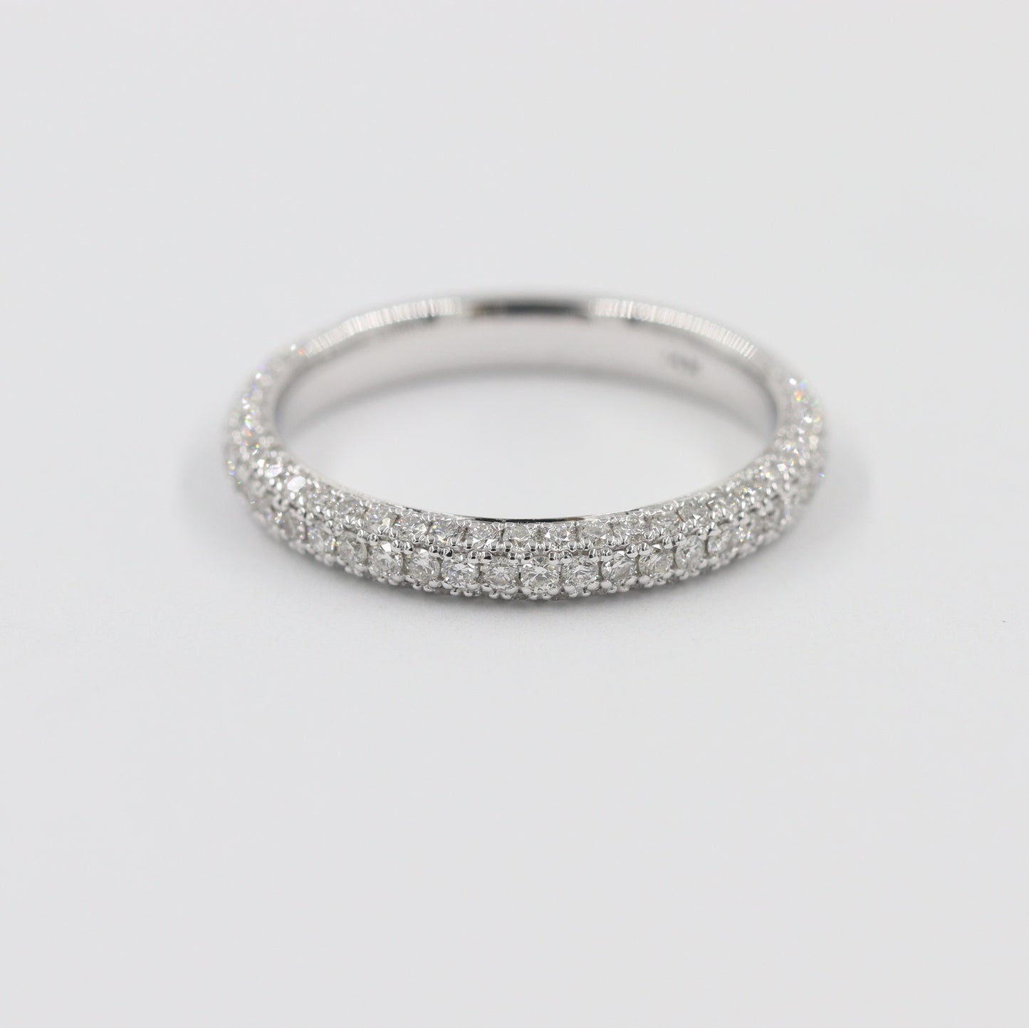 3 Row Width 3.0mm 3/4 Eternity Natural Diamond Wedding Band / Platinum,14K ,18K gold Stackable Triple Row Diamond Band / Anniversary Gift