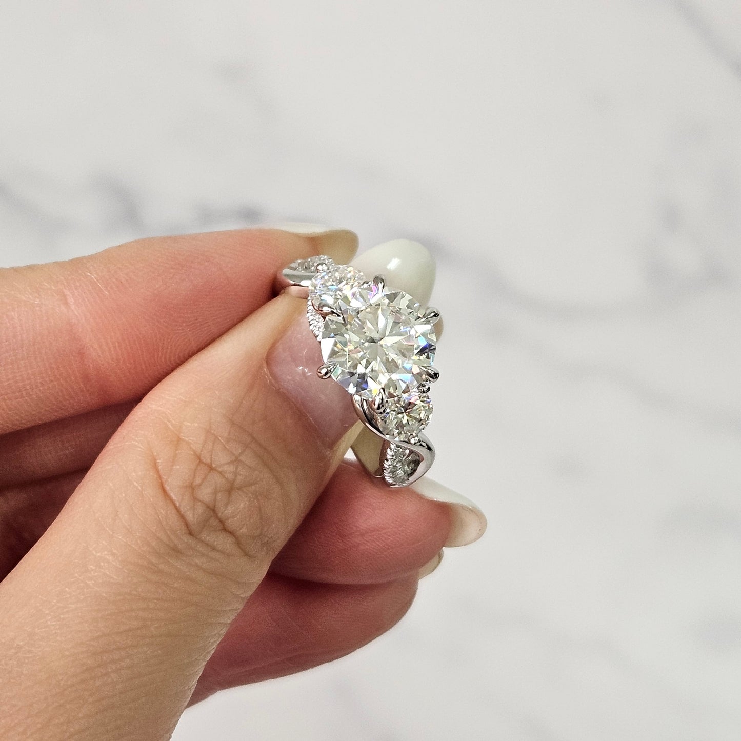 3ct Center Lab Diamond  Ring/ IGI certified Lab Diamond Engagement Ring/Anniversary gift