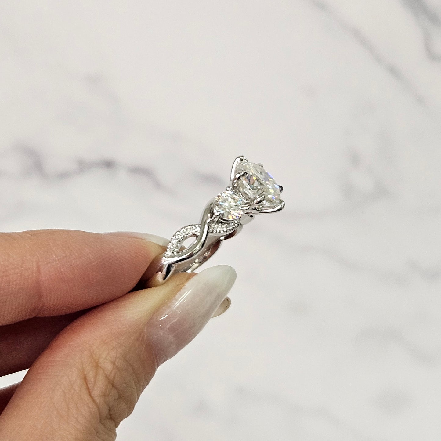 3ct Center Lab Diamond  Ring/ IGI certified Lab Diamond Engagement Ring/Anniversary gift