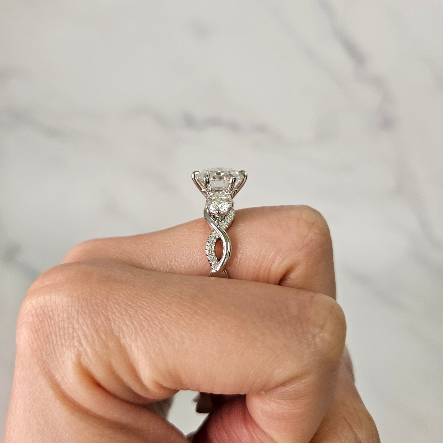 3ct Center Lab Diamond  Ring/ IGI certified Lab Diamond Engagement Ring/Anniversary gift