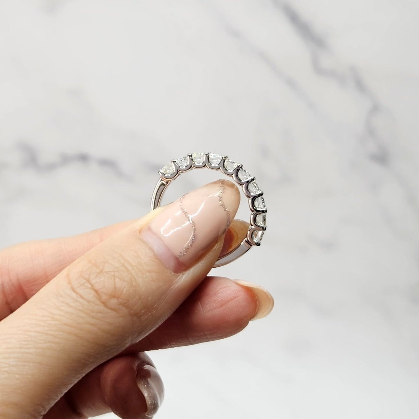 3ct Emerald Cut 10 Diamond Wedding Band/ Natural Diamond Emerald Cut Ring/Half Eternity Ring/Emerald Cut Diamond Band