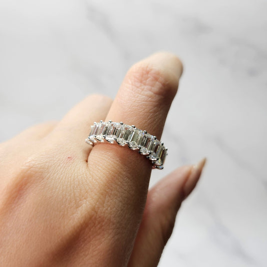 3ct Emerald Cut 10 Diamond Wedding Band/ Natural Diamond Emerald Cut Ring/Half Eternity Ring/Emerald Cut Diamond Band