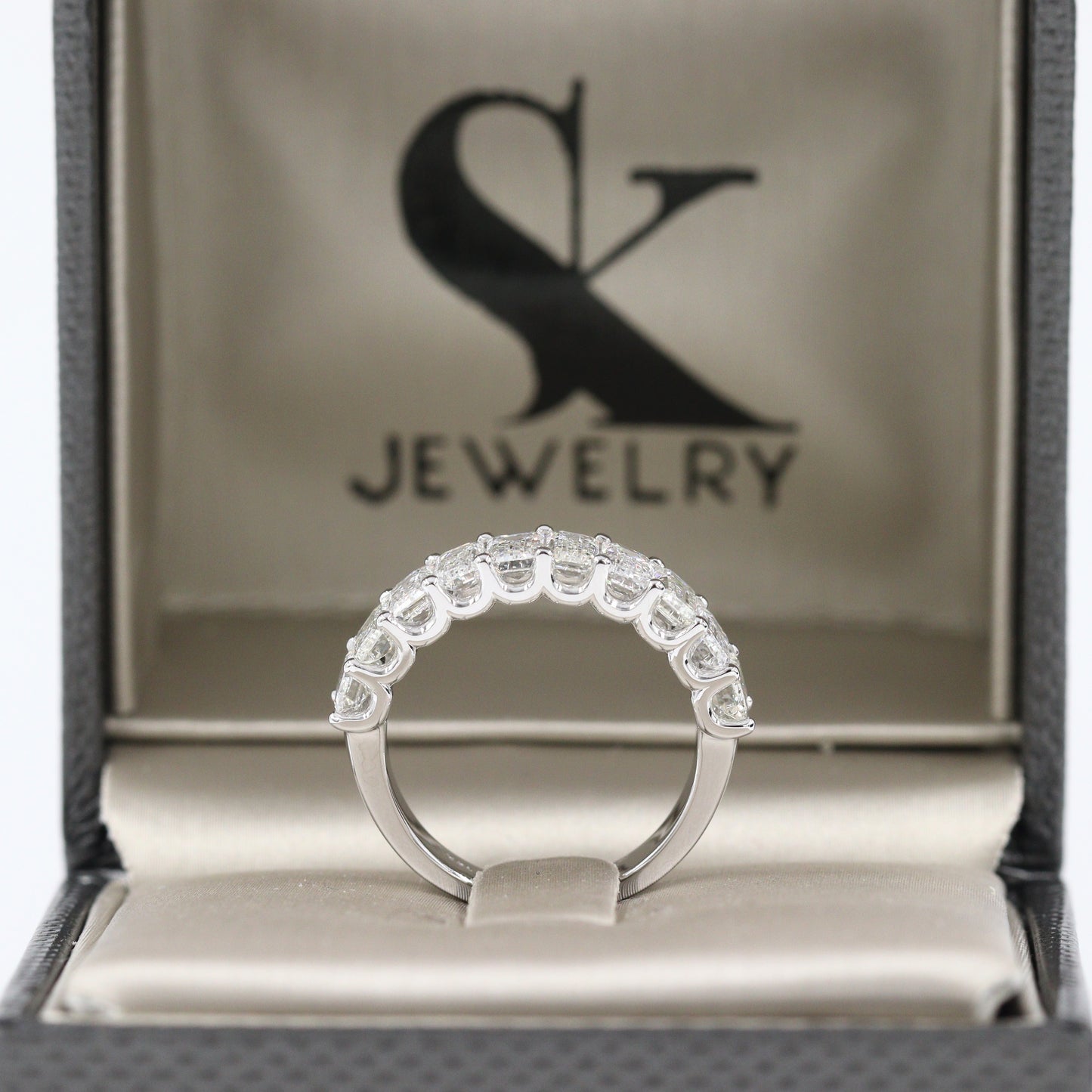 3ct Emerald Cut 10 Diamond Wedding Band/ Natural Diamond Emerald Cut Ring/Half Eternity Ring/Emerald Cut Diamond Band