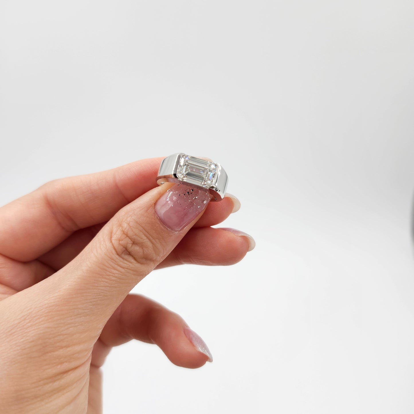 3ct Emerald Cut Lab Diamond Men Ring/Platinum,14K,18K gold  Split Shank Solitaire Ring/3ct IGI Certified Diamond Ring/Anniversary gift