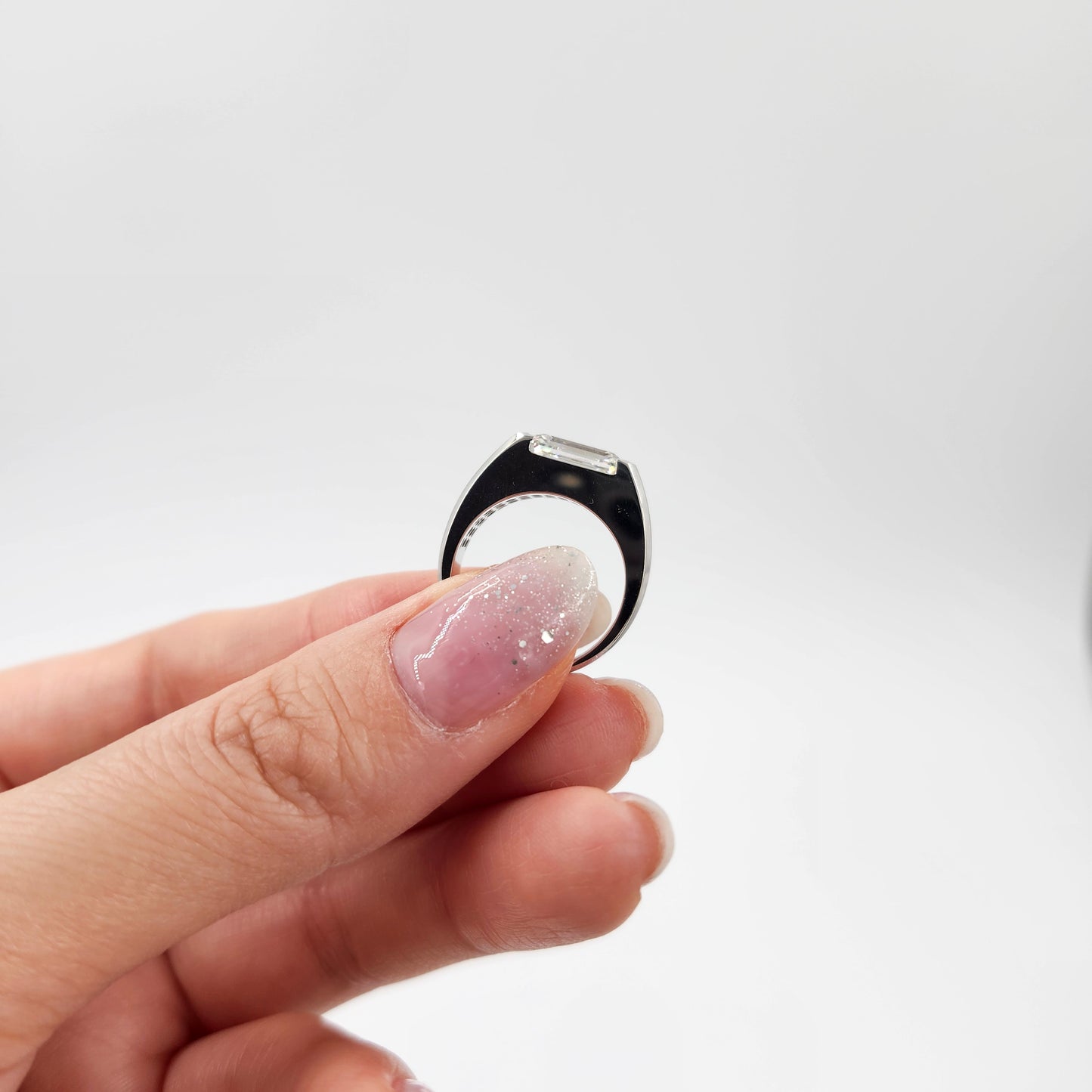 3ct Emerald Cut Lab Diamond Men Ring/Platinum,14K,18K gold  Split Shank Solitaire Ring/3ct IGI Certified Diamond Ring/Anniversary gift