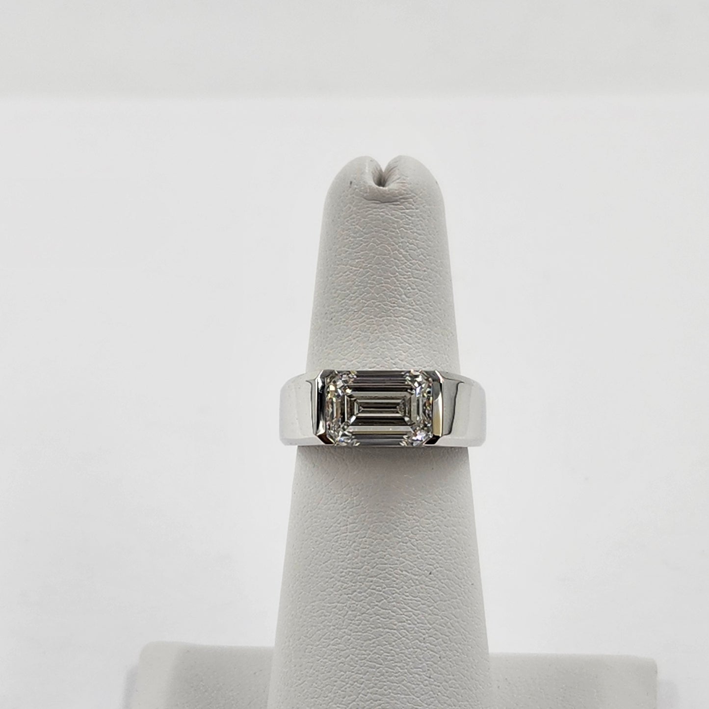 3ct Emerald Cut Lab Diamond Men Ring / Split Shank Solitaire Ring/ 3ct IGI Certified Diamond Ring/Unique/Anniversary gift