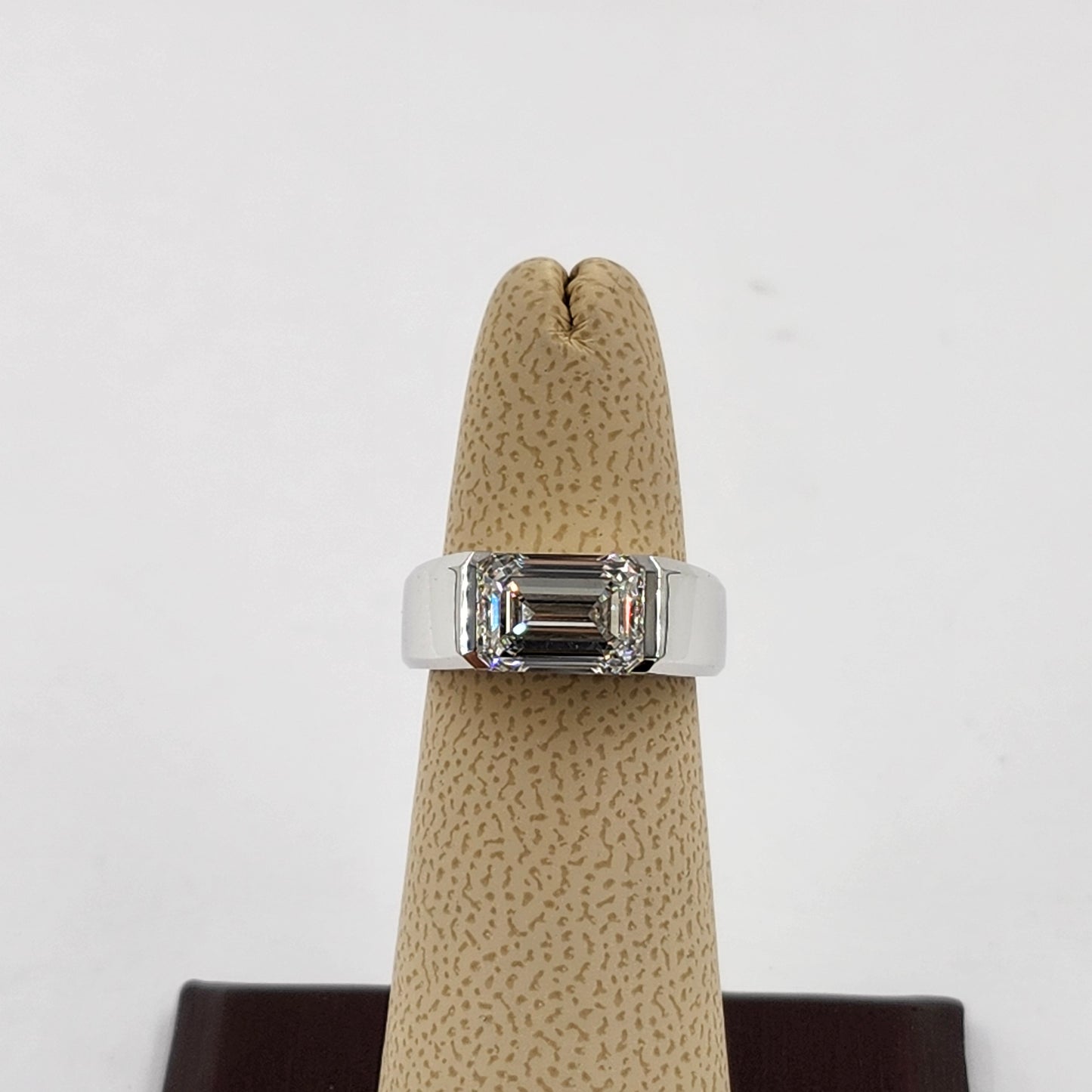 3ct Emerald Cut Lab Diamond Men Ring / Split Shank Solitaire Ring/ 3ct IGI Certified Diamond Ring/Unique/Anniversary gift