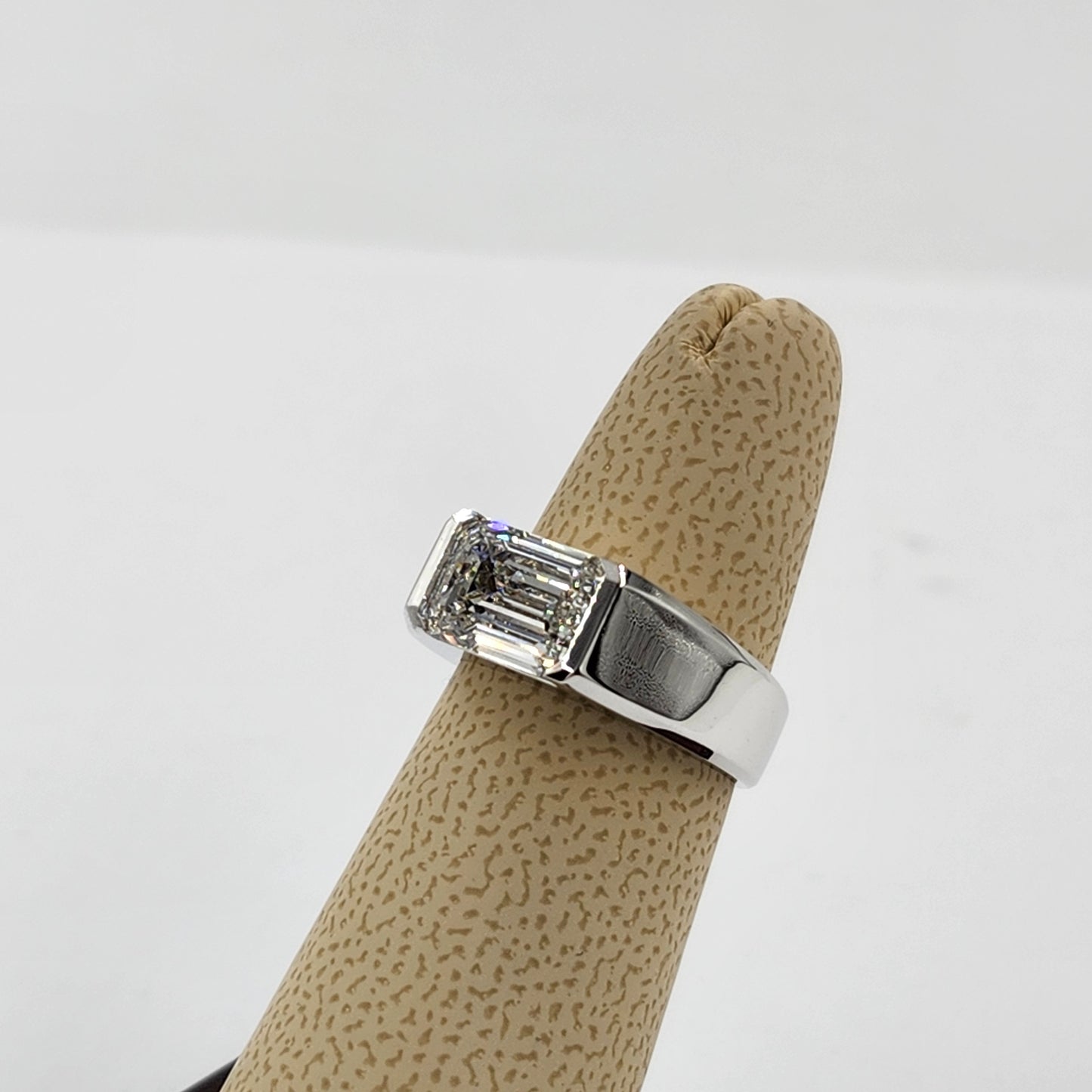 3ct Emerald Cut Lab Diamond Men Ring / Split Shank Solitaire Ring/ 3ct IGI Certified Diamond Ring/Unique/Anniversary gift