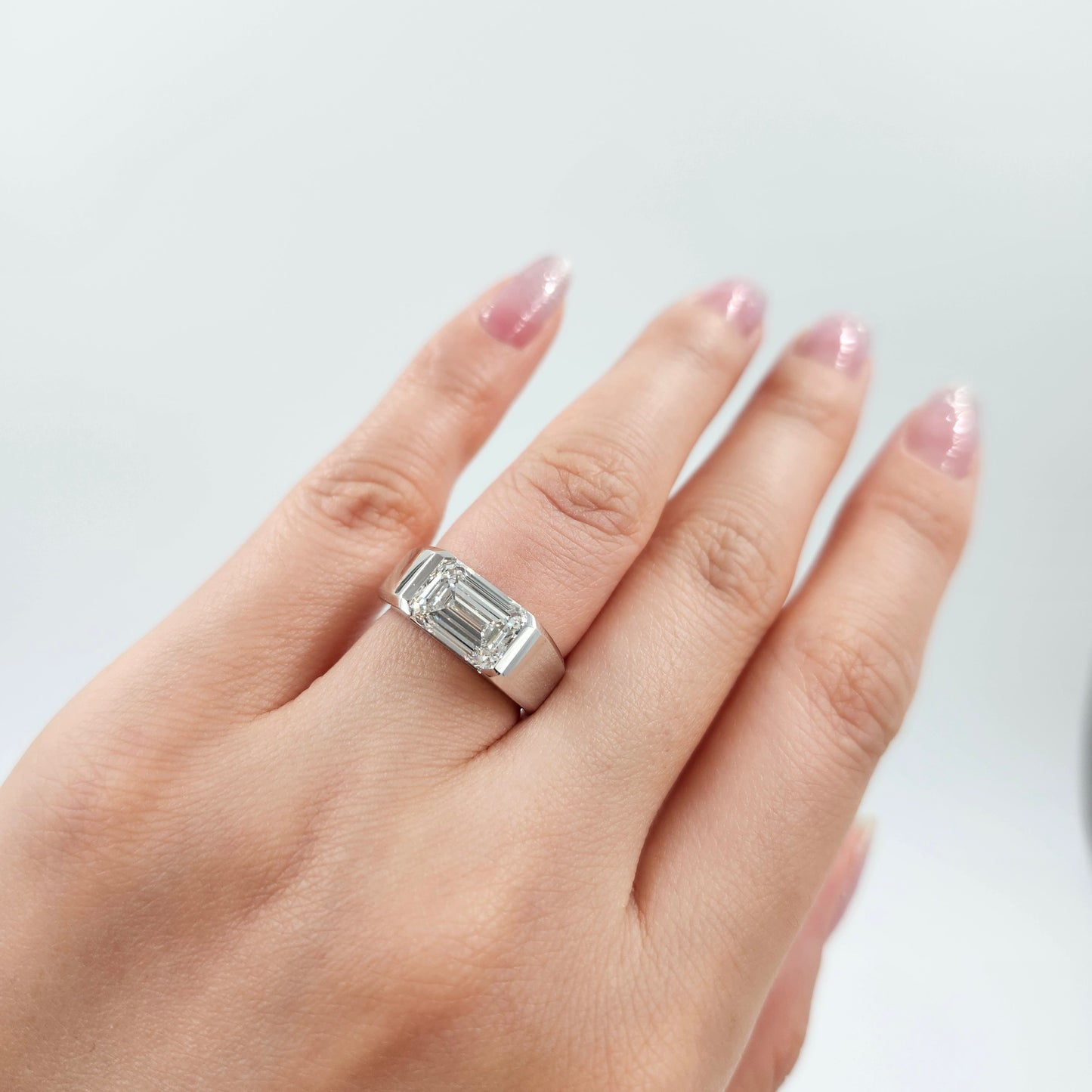 3ct Emerald Cut Lab Diamond Men Ring / Split Shank Solitaire Ring/ 3ct IGI Certified Diamond Ring/Unique/Anniversary gift