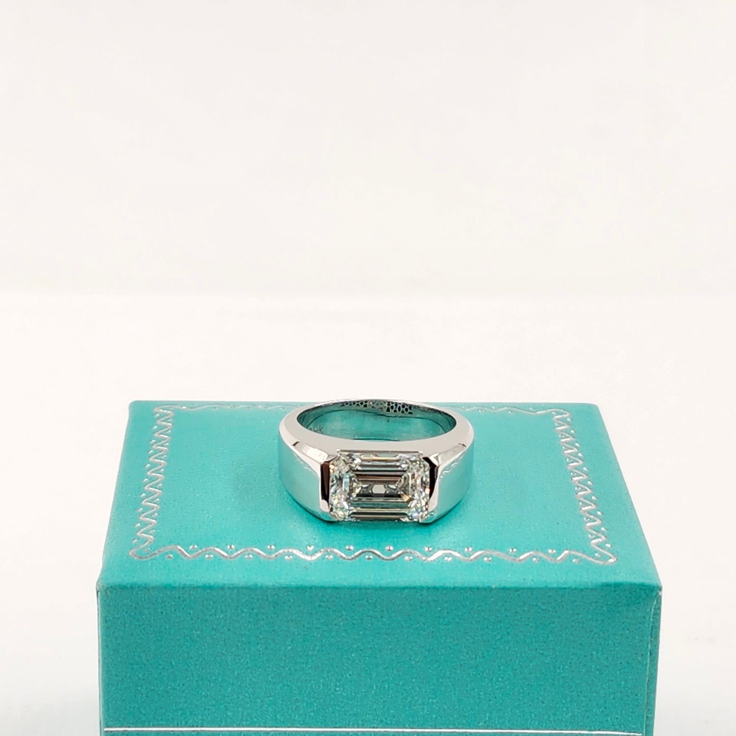 3ct Emerald Cut Lab Diamond Men Ring / Split Shank Solitaire Ring/ 3ct IGI Certified Diamond Ring/Unique/Anniversary gift