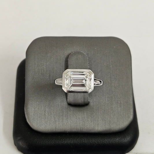 3ct Emerald Cut Lab Diamond Engagement Ring / Split Shank Solitaire Ring/3ct IGI Certified Diamond Ring/Unique/Anniversary gift