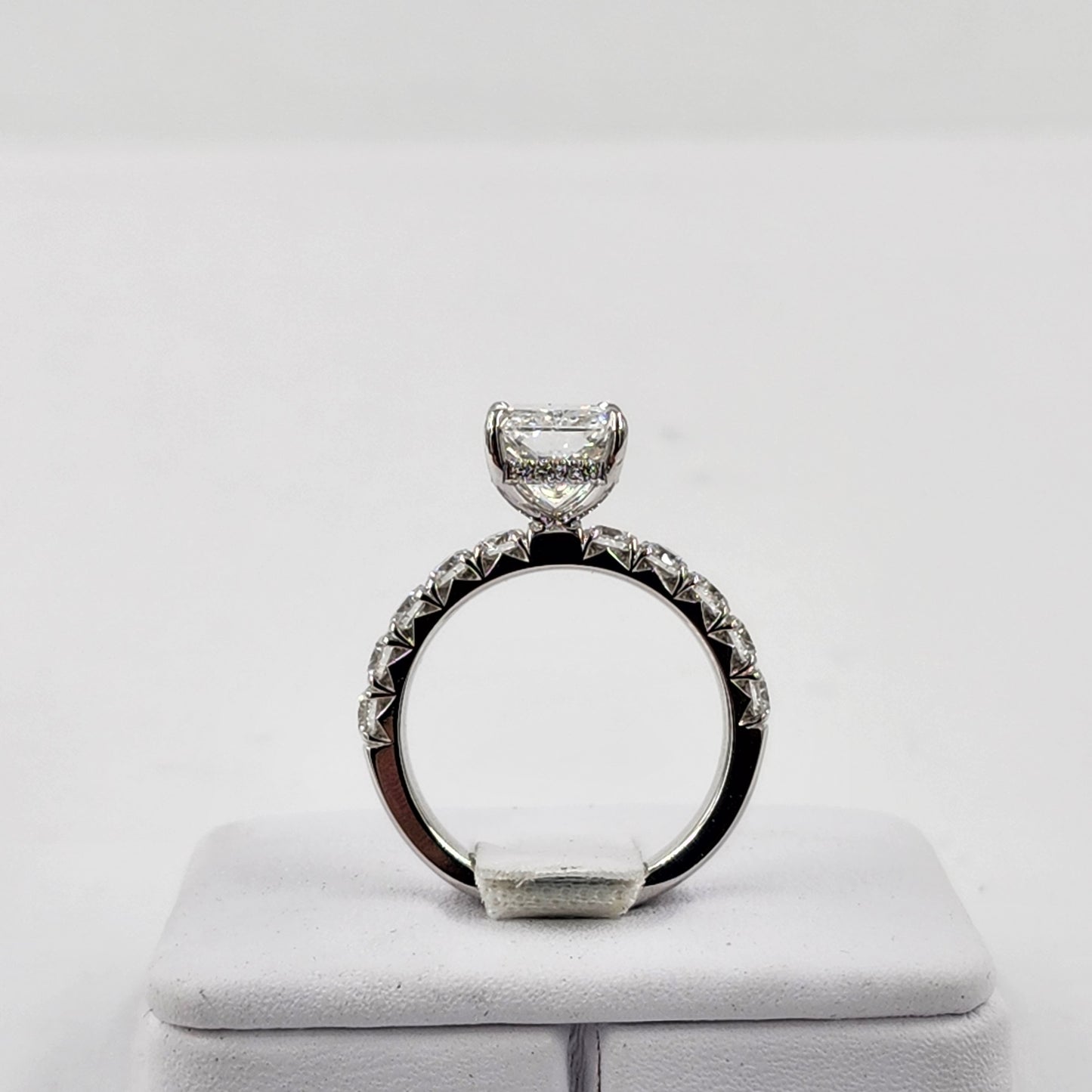 3ct IGI Certified Radiant Cut Lab diamond Ring/14K ,18K gold French Pave Diamond Engagement Ring/Stackable diamond Ring/Anniversary gift