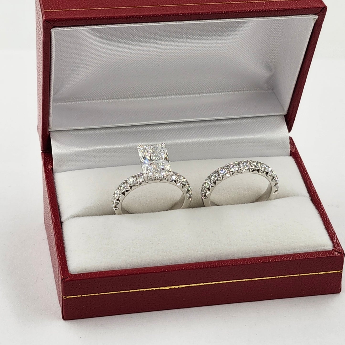 3ct IGI Certified Radiant Cut Lab diamond Ring/14K ,18K gold French Pave Diamond Engagement Ring/Stackable diamond  Ring/Anniversary gift