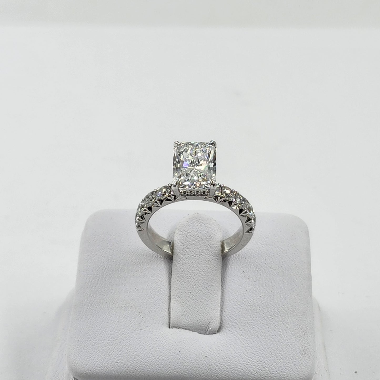 3ct IGI Certified Radiant Cut Lab diamond Ring/14K ,18K gold French Pave Diamond Engagement Ring/Stackable diamond  Ring/Anniversary gift